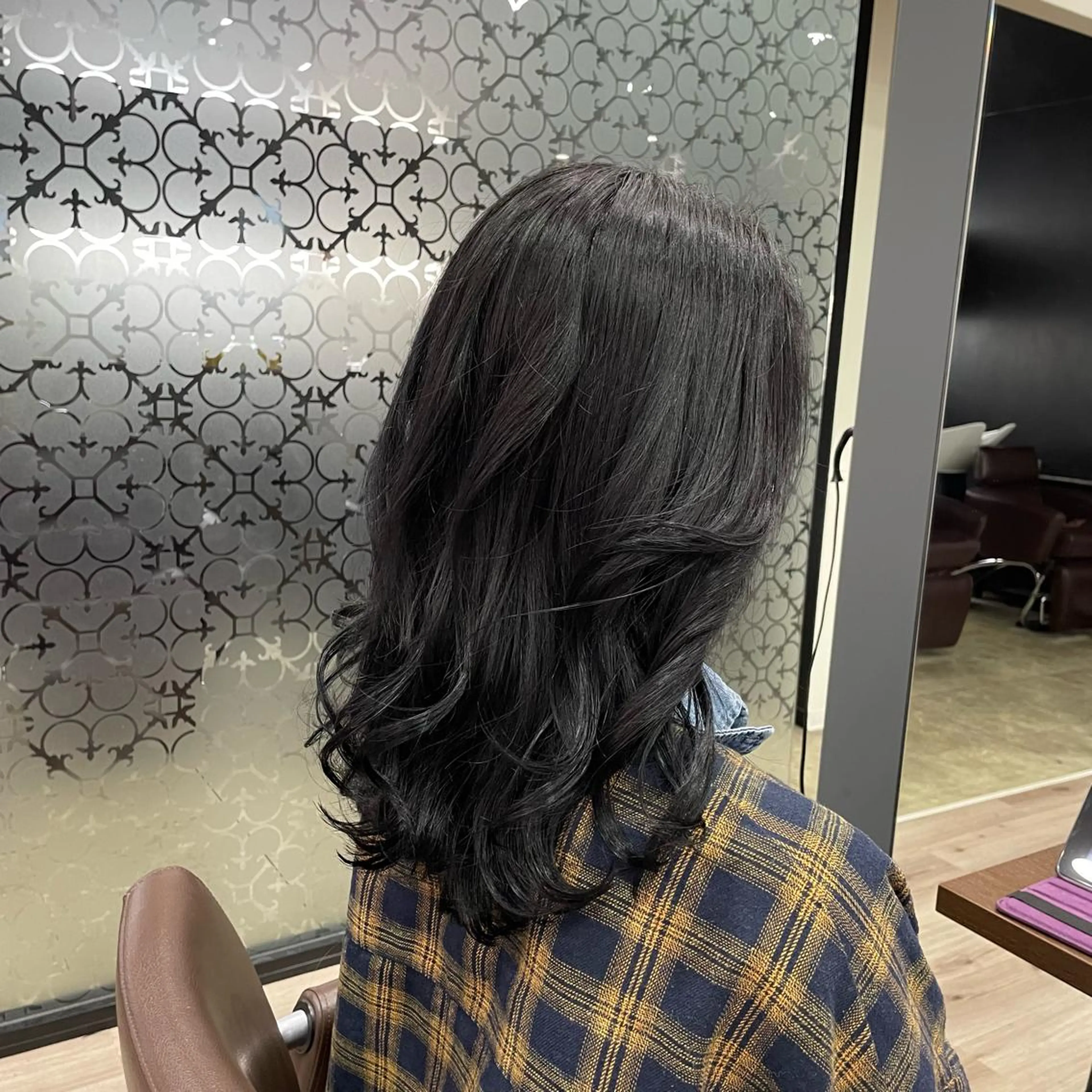 ロング カラー アッシュ アッシュブラック 黒髪 オレンジ たなか りなのヘアスタイル