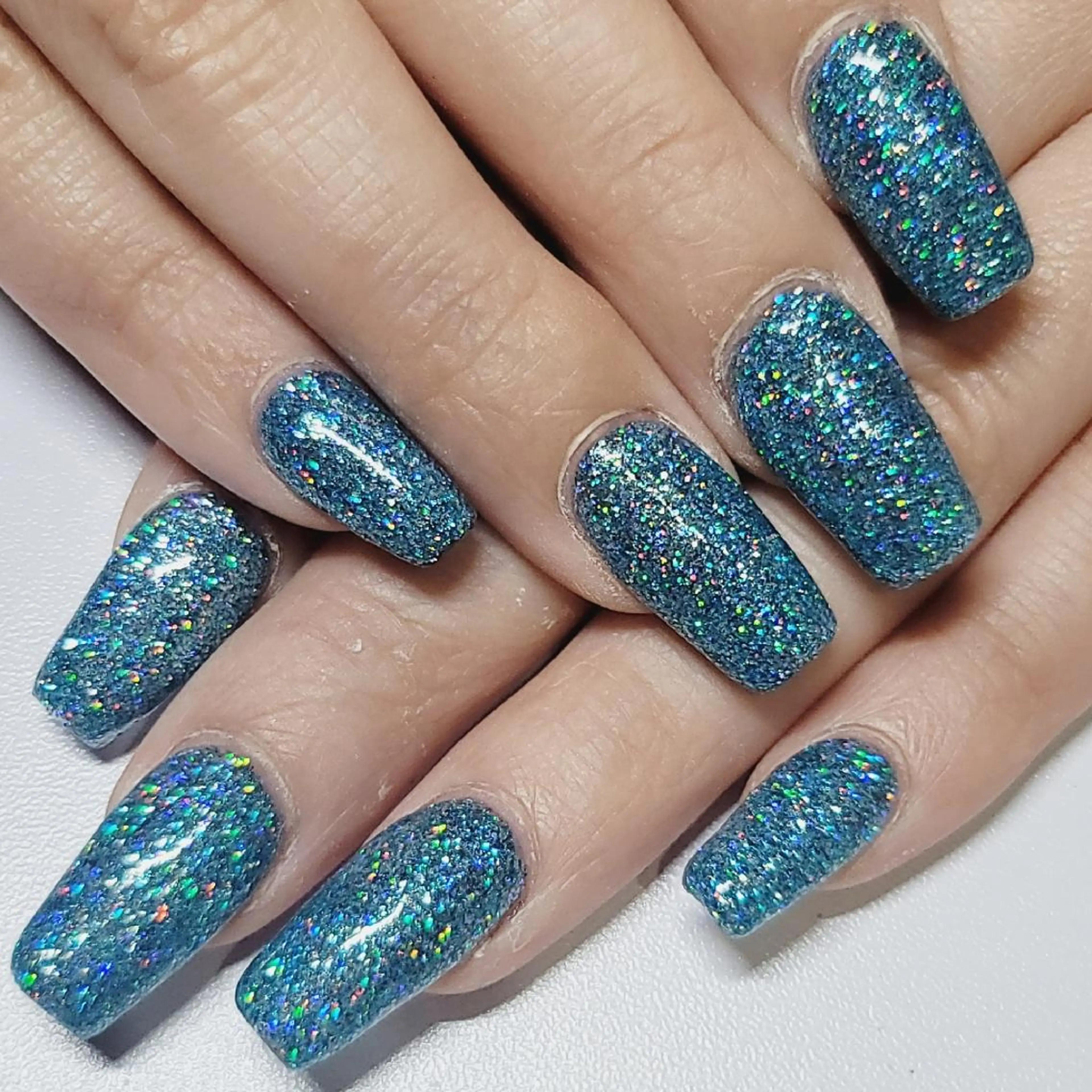 ネイル オーロラネイル ブルー ラメ(グリッター) ワンカラーネイル ハンドネイル よしだ ひろきのネイルデザイン