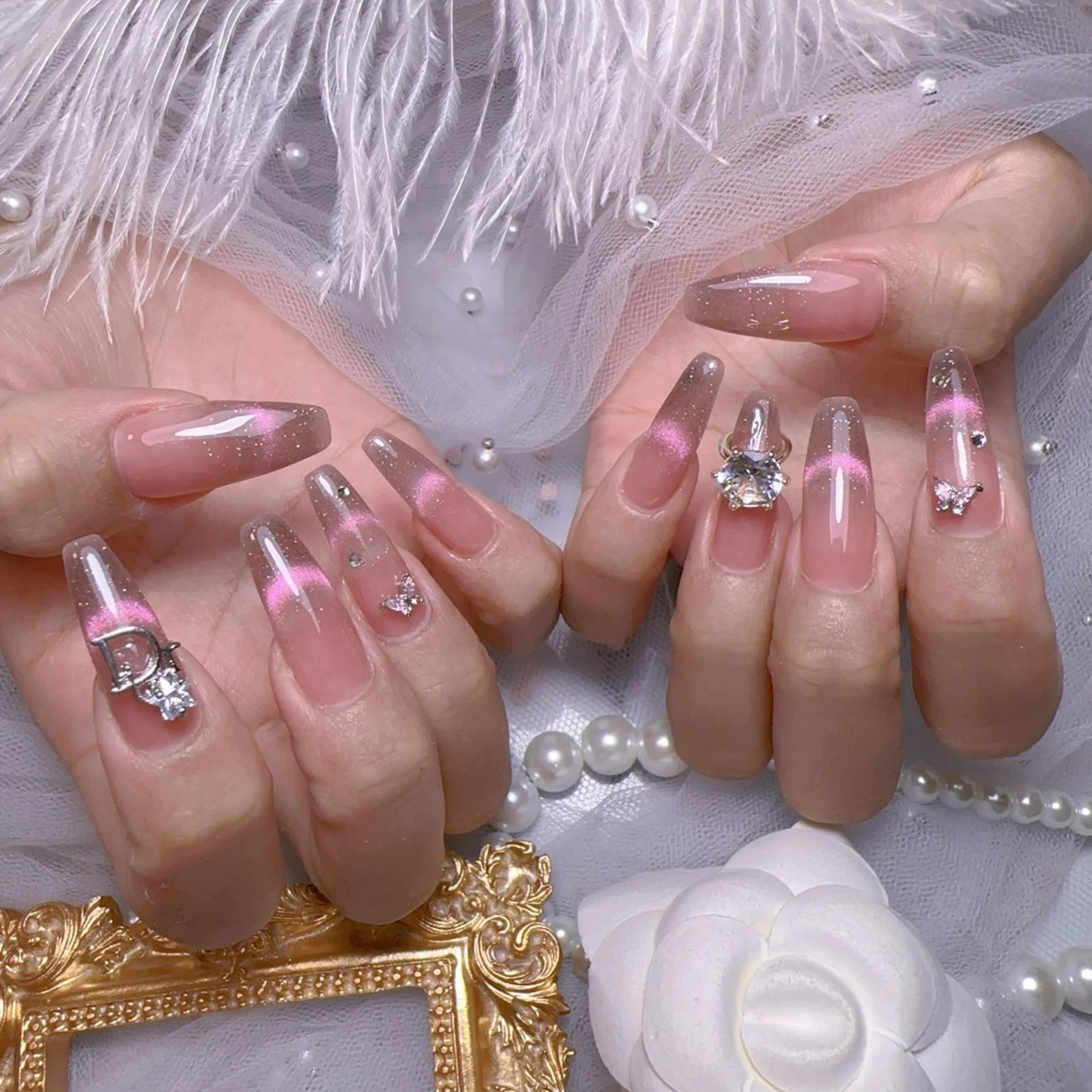 ネイル オーロラネイル フットネイル 韓国ネイル ラメ(グリッター) ラメグラデーション ハンドネイル Belle nail salon 新小岩のネイルデザイン