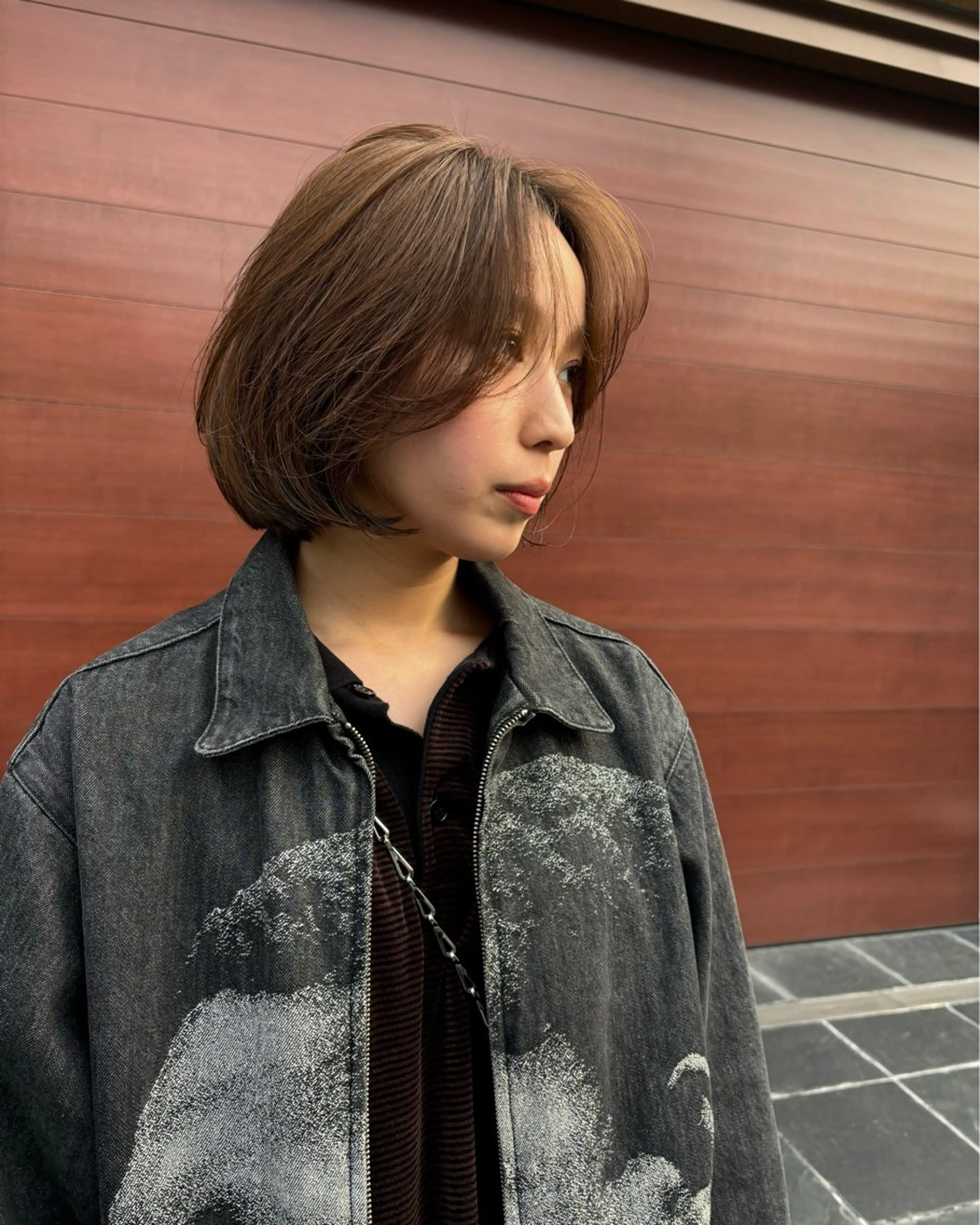 ショート カラー ボブレイヤー アッシュ アッシュブラウン ベージュカラー ブラウンカラー living所属・艶感カラー/レイヤー /chihanaのヘアスタイル