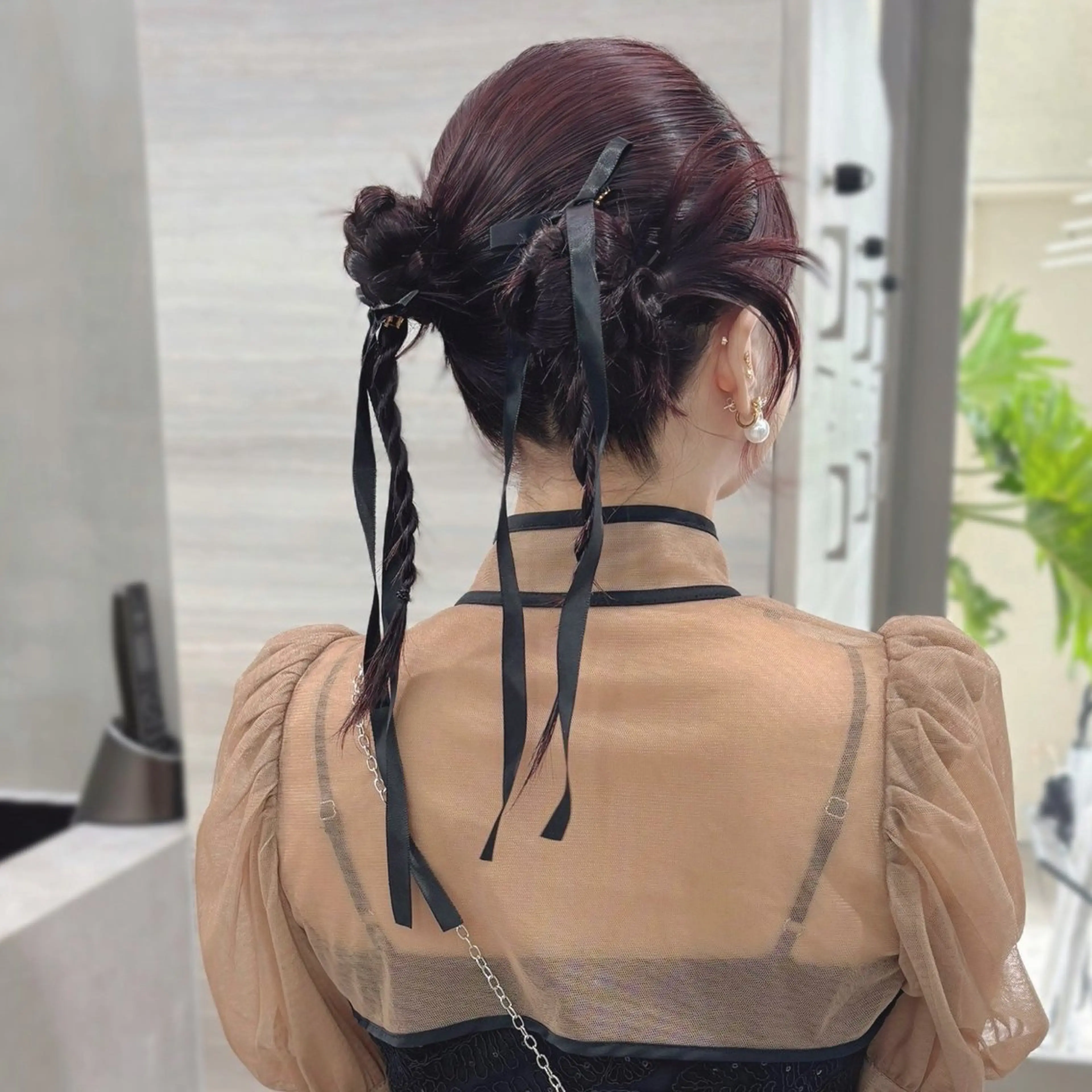 ミディアム カラー ヘアアレンジ 成人式 卒業式のヘアスタイル ヘアセット the path sora♡のヘアスタイル