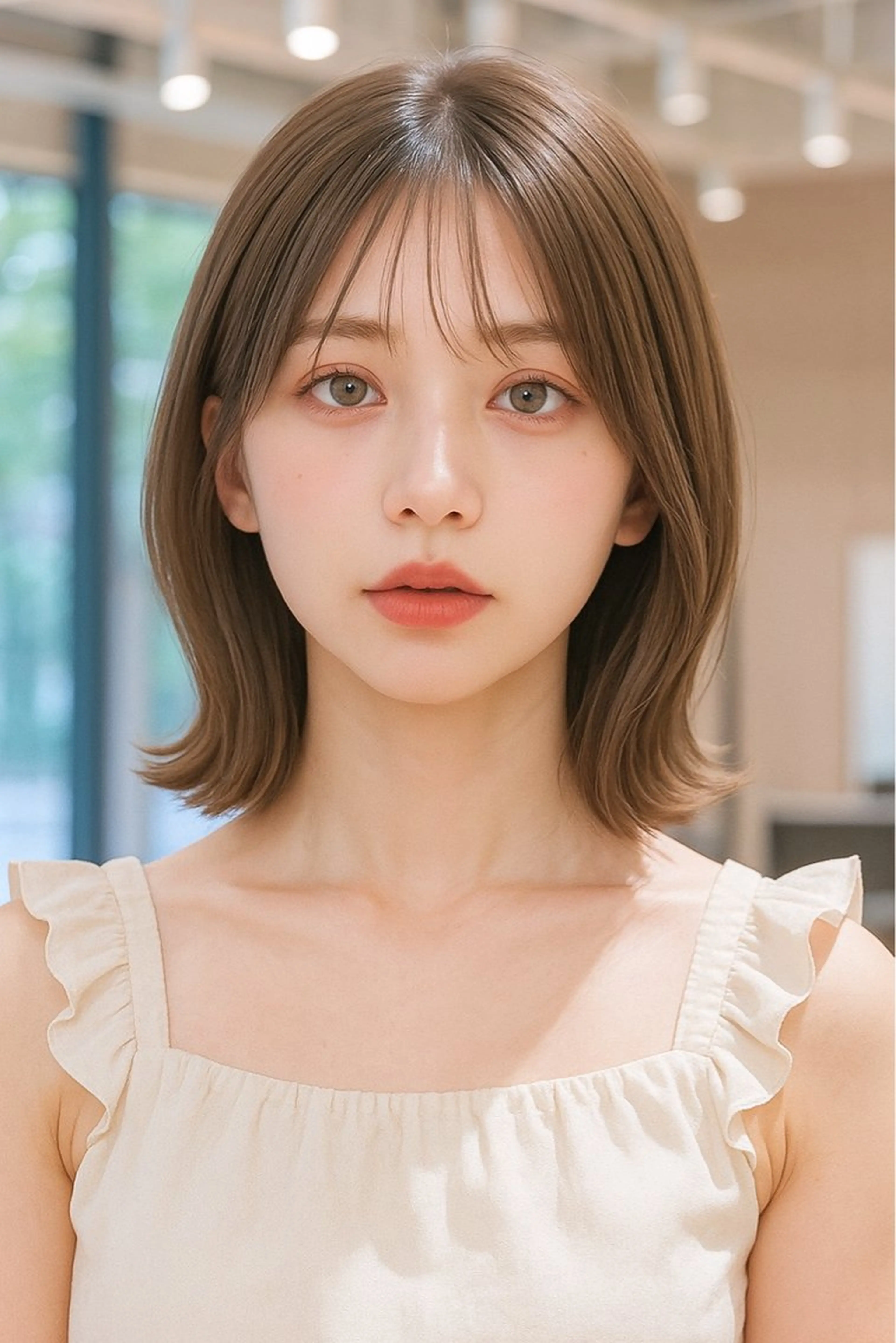 ミディアム 外ハネヘア 顔周りの似合わせ特化 井手麻梨栄のヘアスタイル