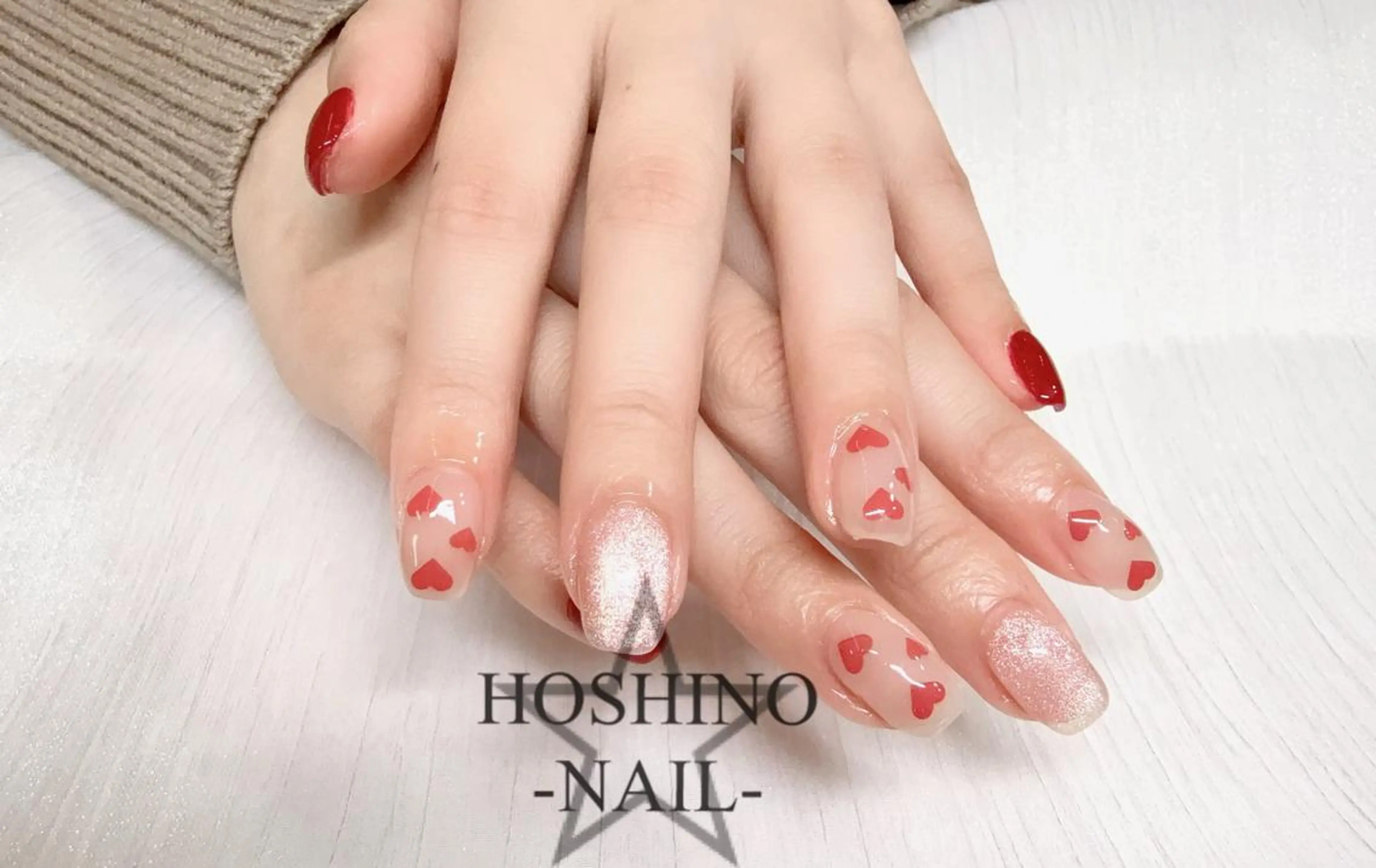 ネイル ハート ハンドネイル ★HOSHINO NAIL★新宿店のネイルデザイン