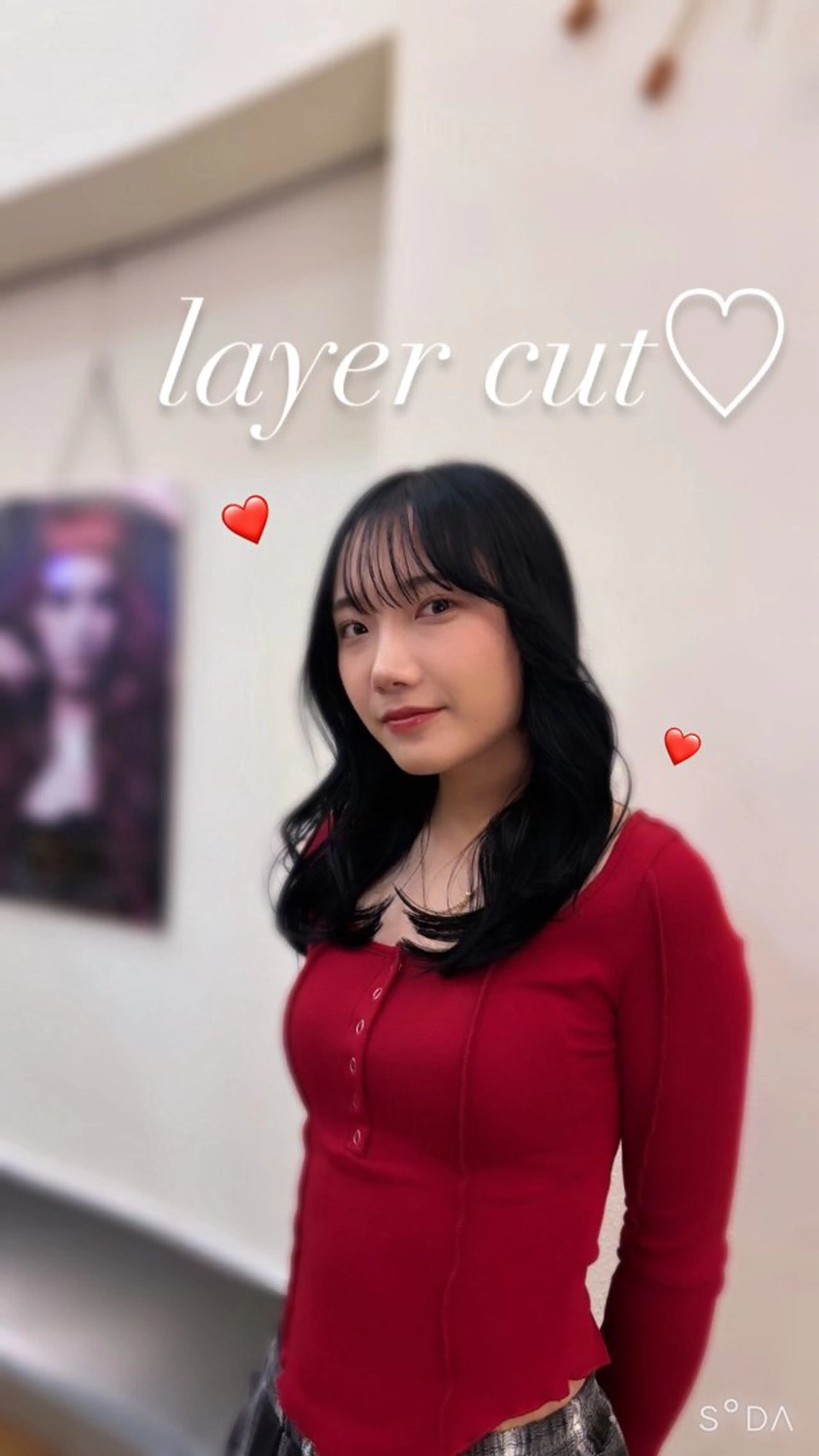 セミロング 顔まわりレイヤー 顔周りカット レイヤーカット 小顔カット トリートメント カット yui/透明感カラー /コテ巻き風パーマのヘアスタイル