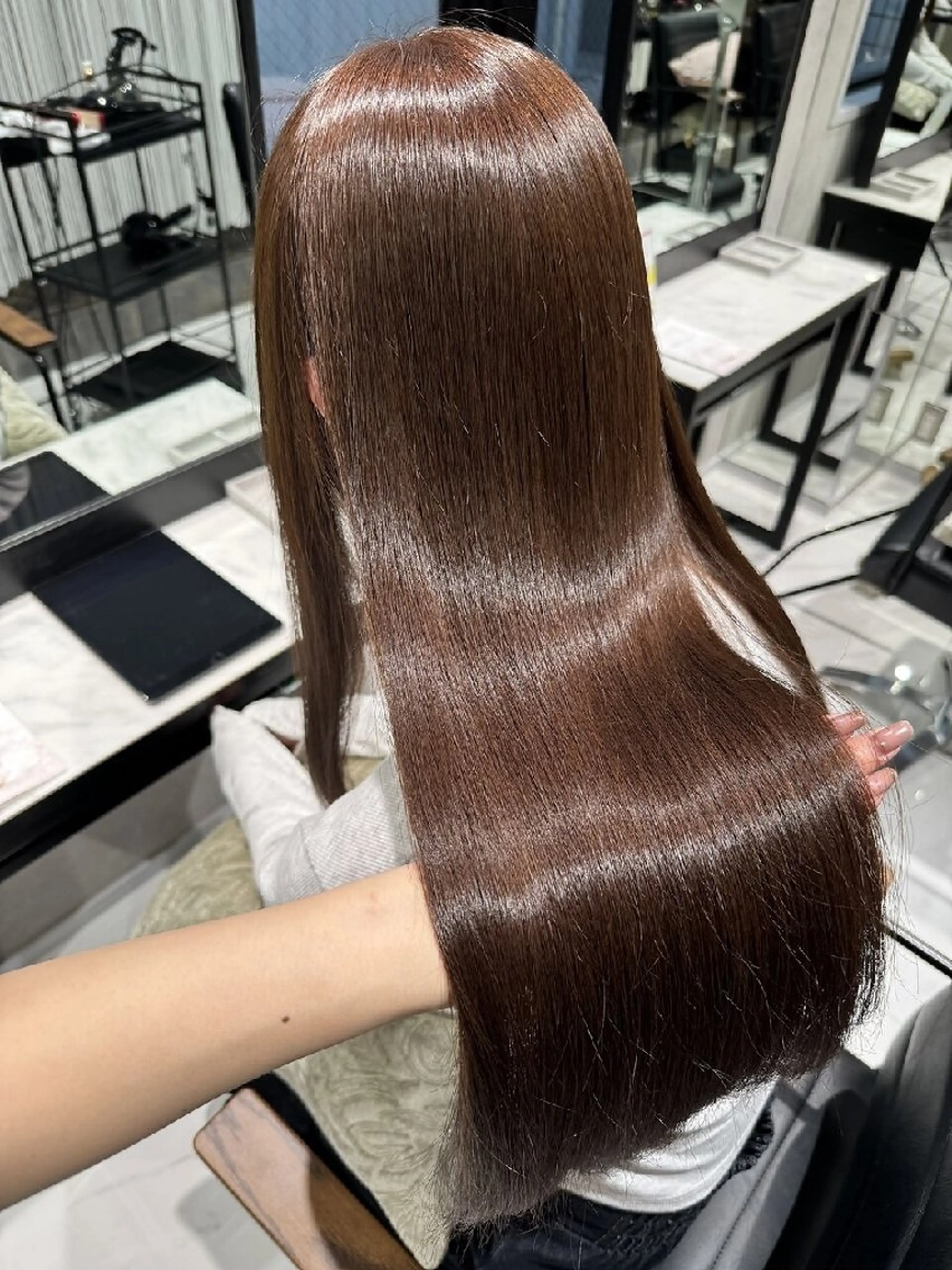 ロング カラー ブラウンカラー チョコレートブラウン ヘアカラー トリートメント アイブロウ/艶カラー ‪/yune🍒のヘアスタイル