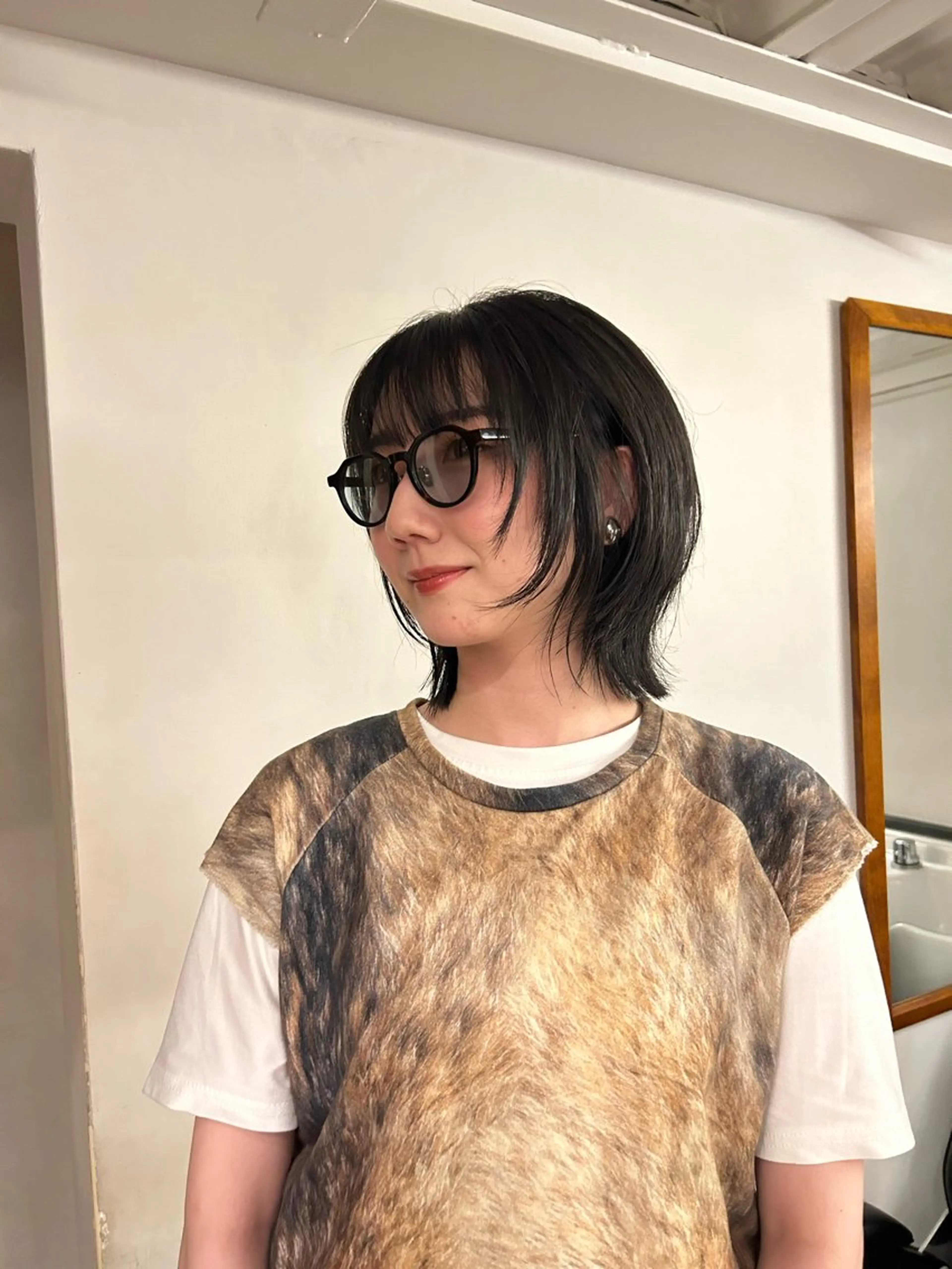 ミディアム カラー ボブ 顔まわりレイヤー レイヤーカット 小顔カット ウルフカット 🌿ボブ パーマ高橋啓太🌿のヘアスタイル