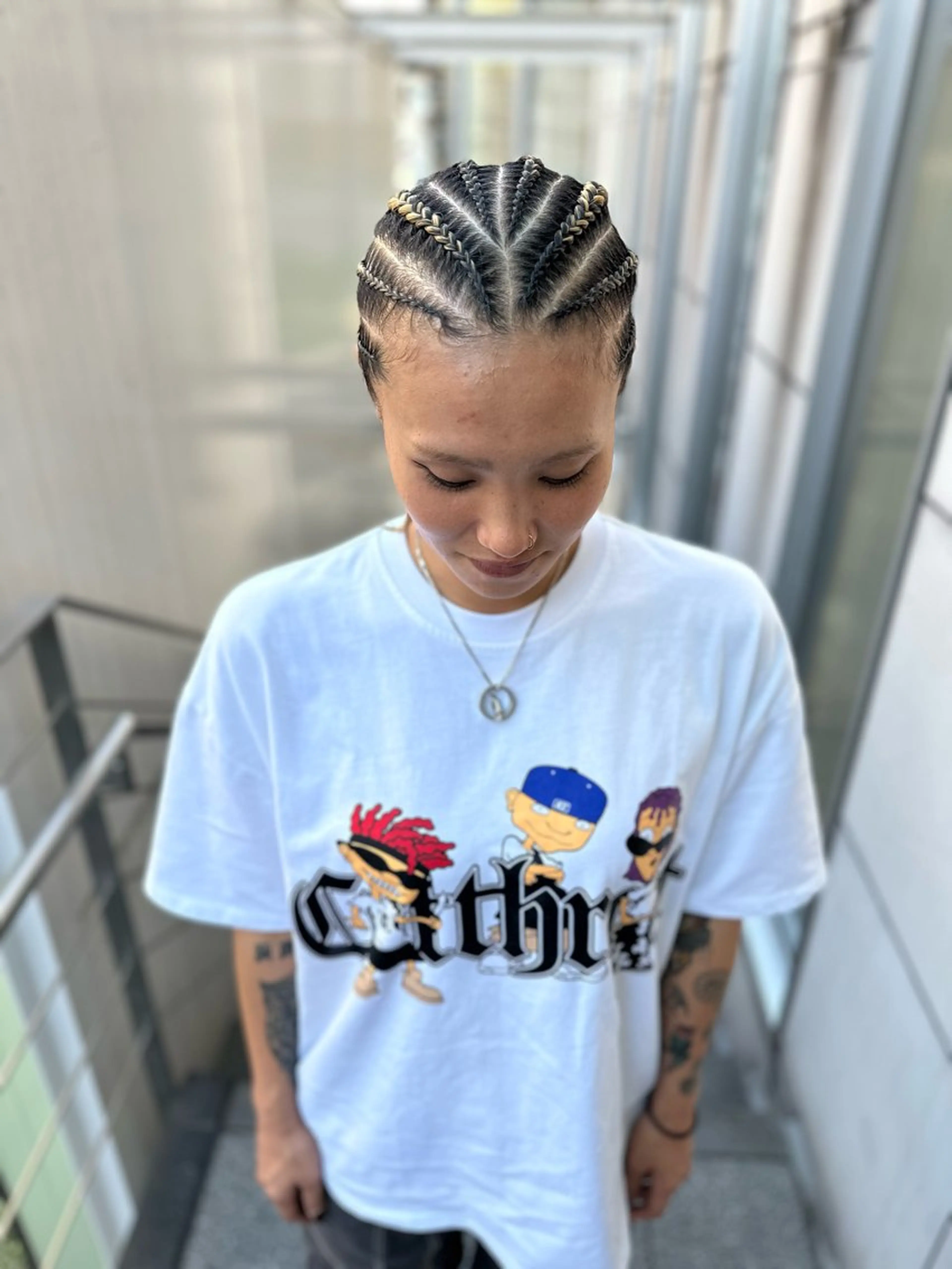 セミロング カラー パーマ ヘアアレンジ メンズ エクステ ヘアセット BRAIDS💎愛子 大人ハイライト💎のヘアスタイル