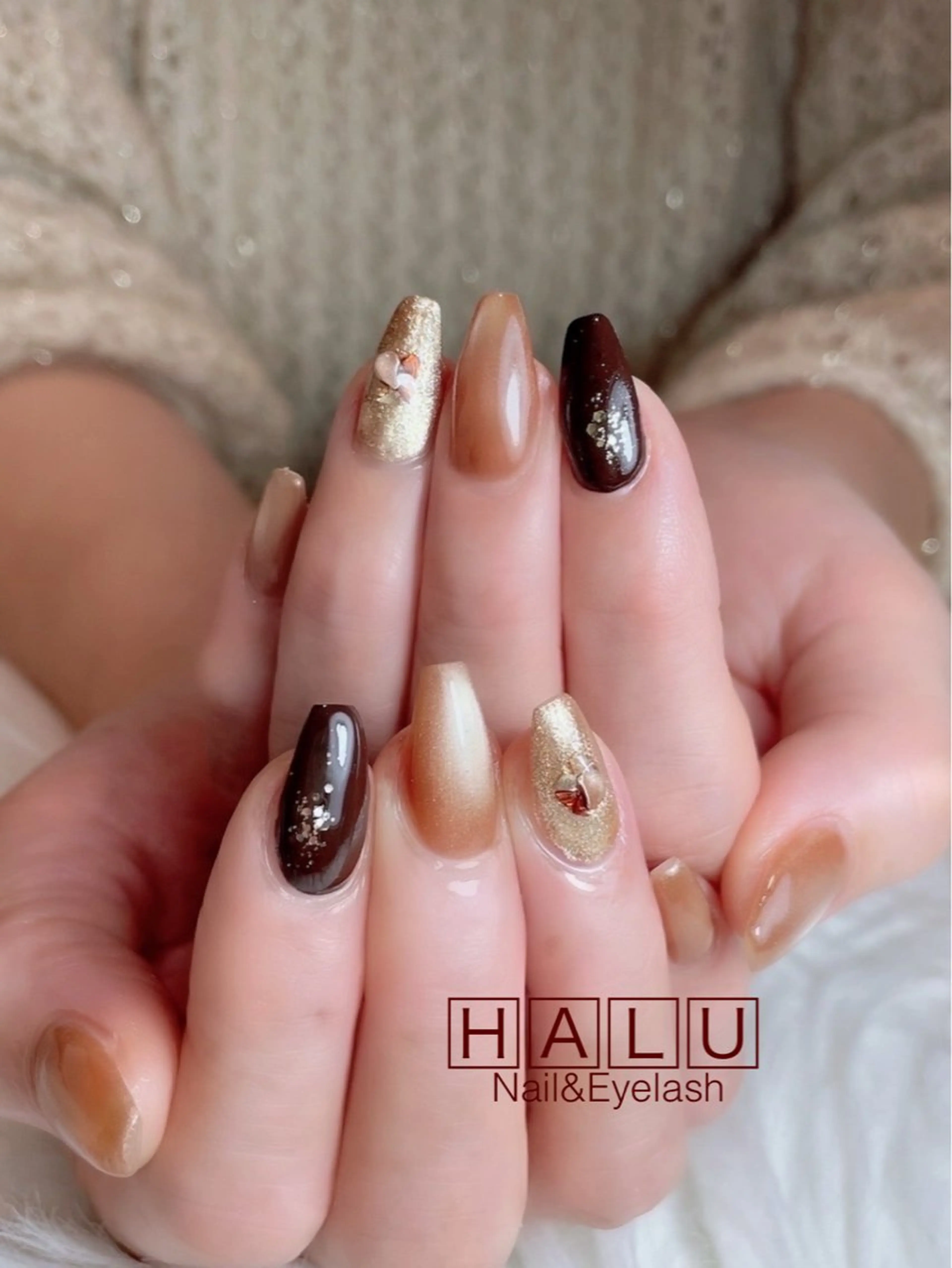 ネイル ブラウン HALU ハルのネイルデザイン