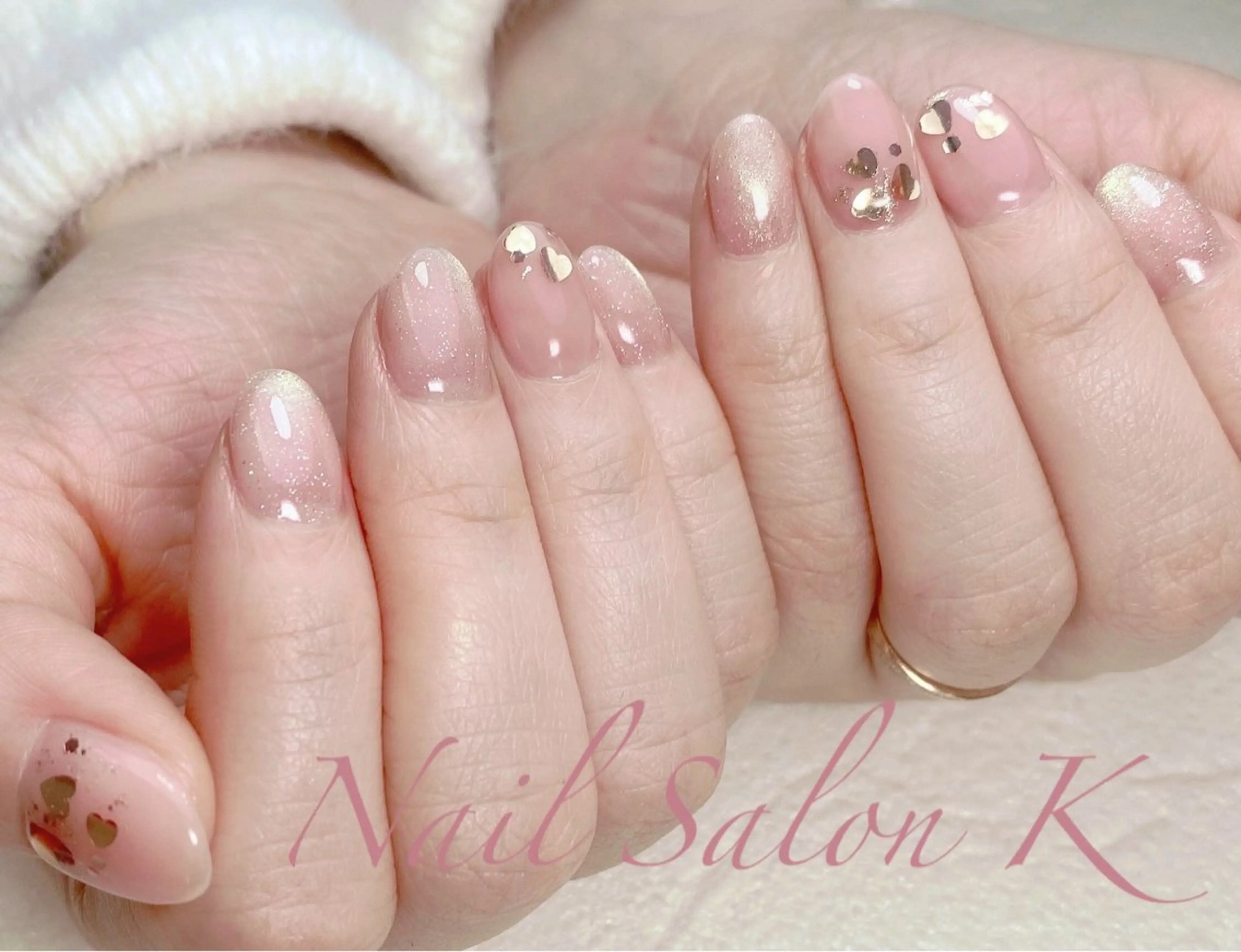 ネイル フラッシュネイル ハート ホログラムネイル マグネットネイル バレンタイン ハンドネイル Nail Salon K 🧸美爪育成のネイルデザイン