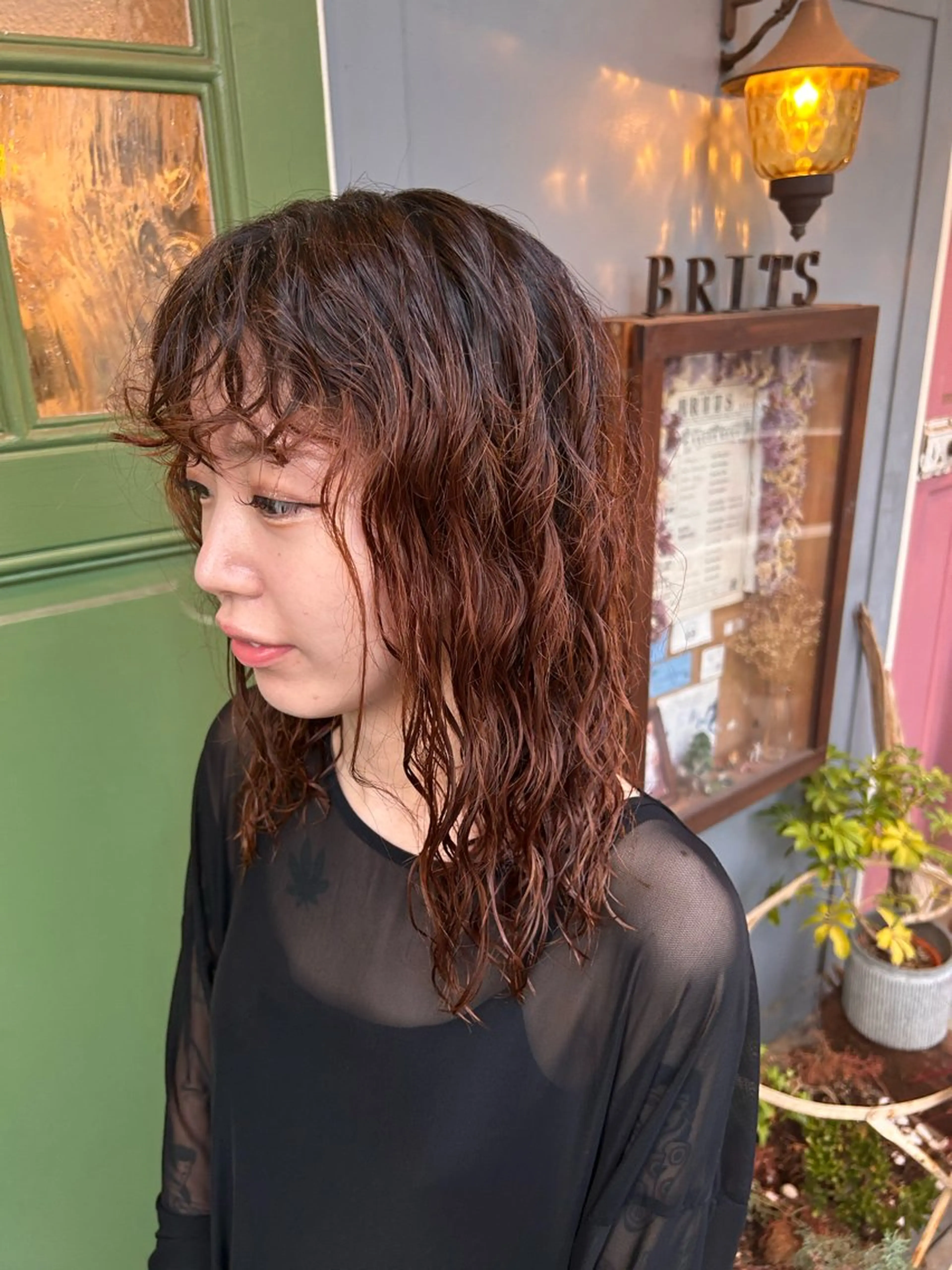 ミディアム パーマ カット パーマ トリートメント 清水千優/パーマ/透 明感カラー/メンズのヘアスタイル