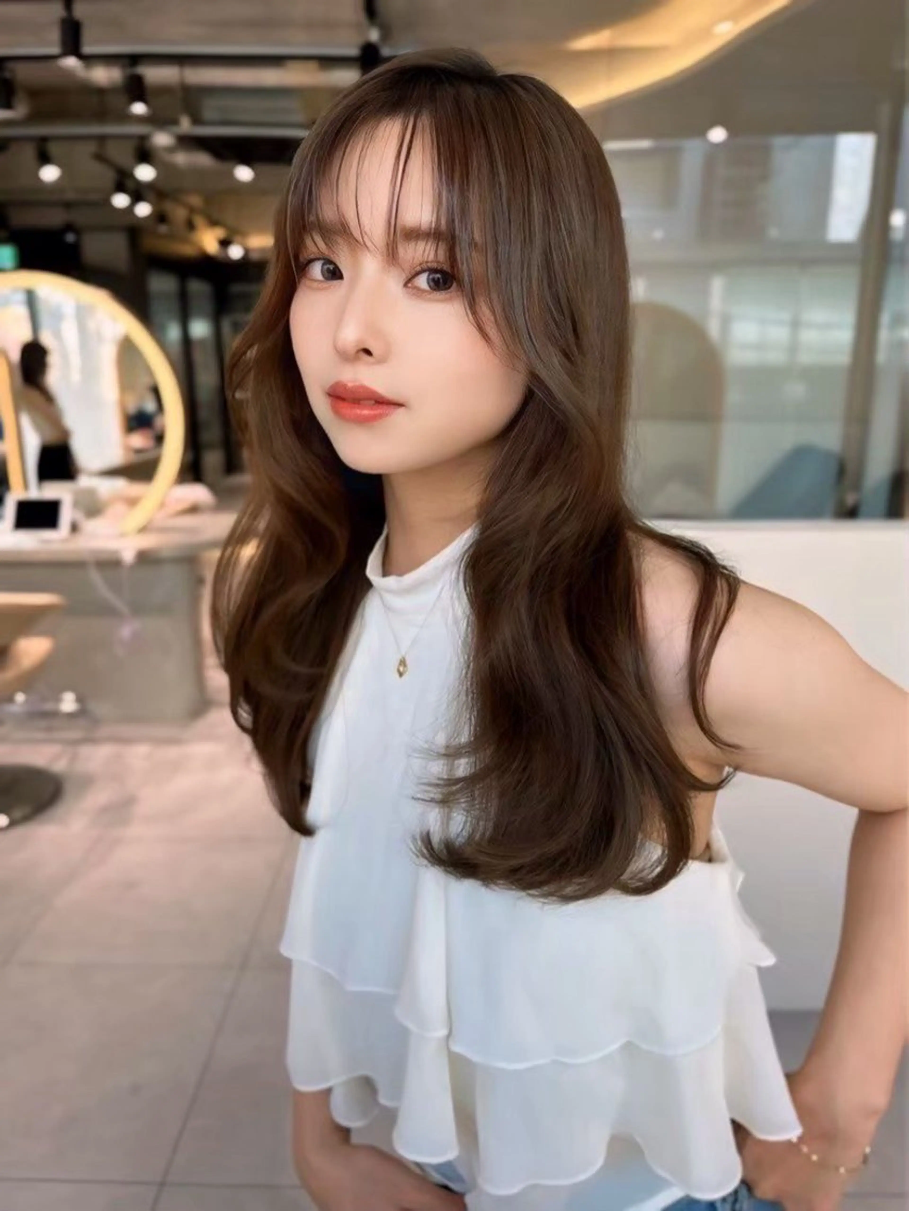 セミロング カラー ブリーチ 透明感カラー ブリーチなしカラー レイヤーカット 小顔カット カット ヘアカラー トリートメント ✨レイヤー/韓国 /✨ヘア山下　遥のヘアスタイル