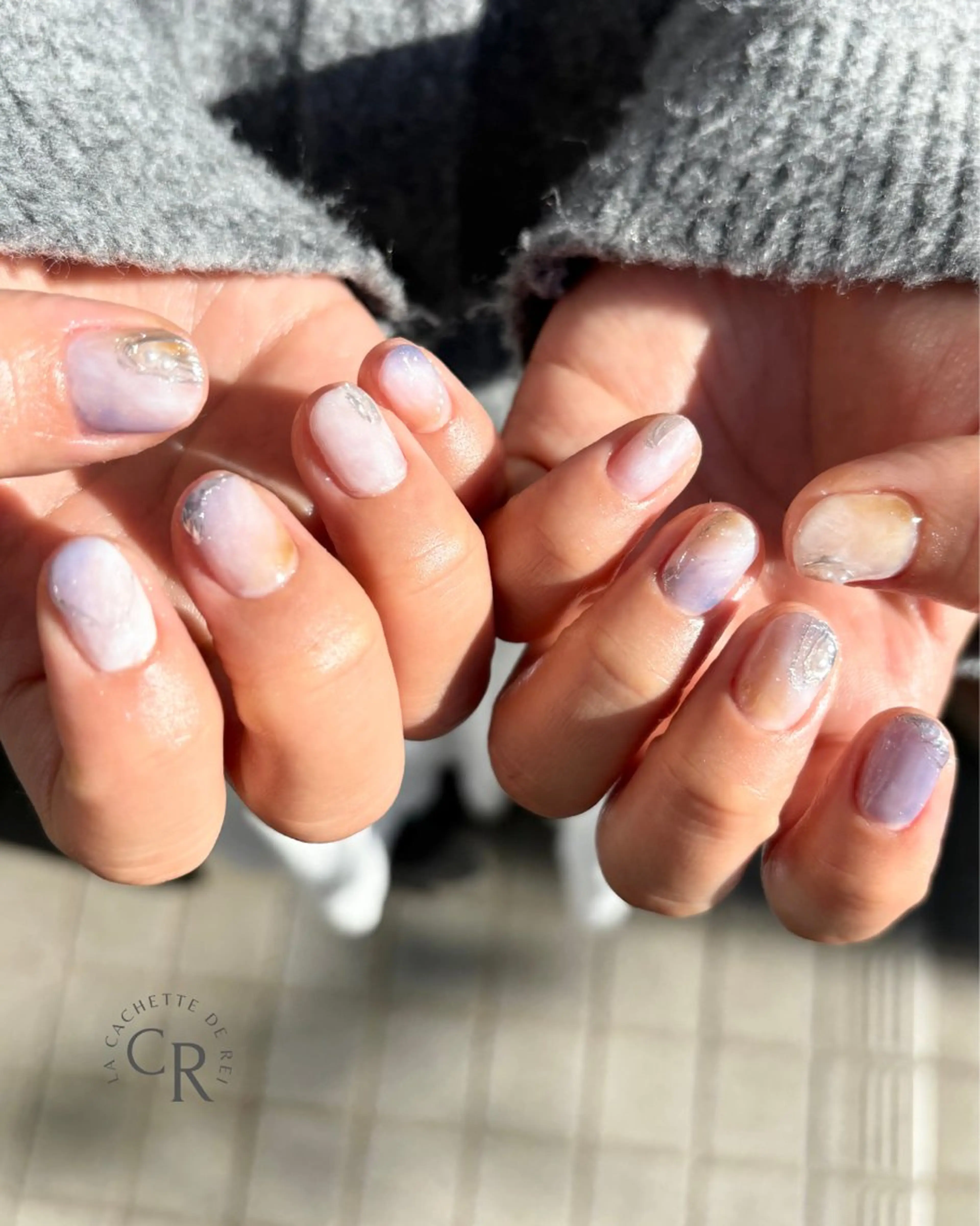 ネイル ブルー ブラウン ニュアンスネイル ラカシェットデ レイのネイルデザイン