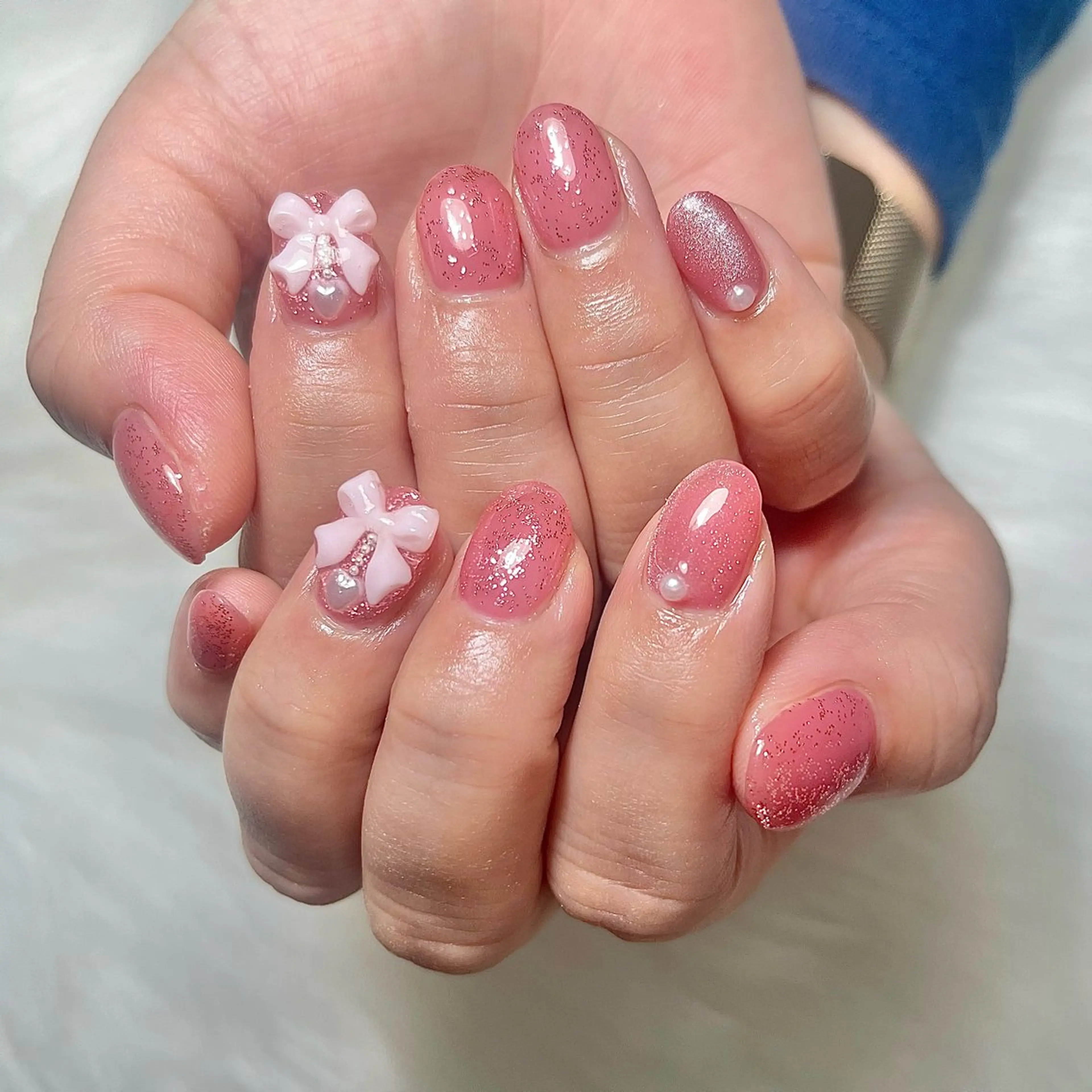 ネイル ラメ(グリッター) マグネットネイル リボン muui -Nail-のネイルデザイン