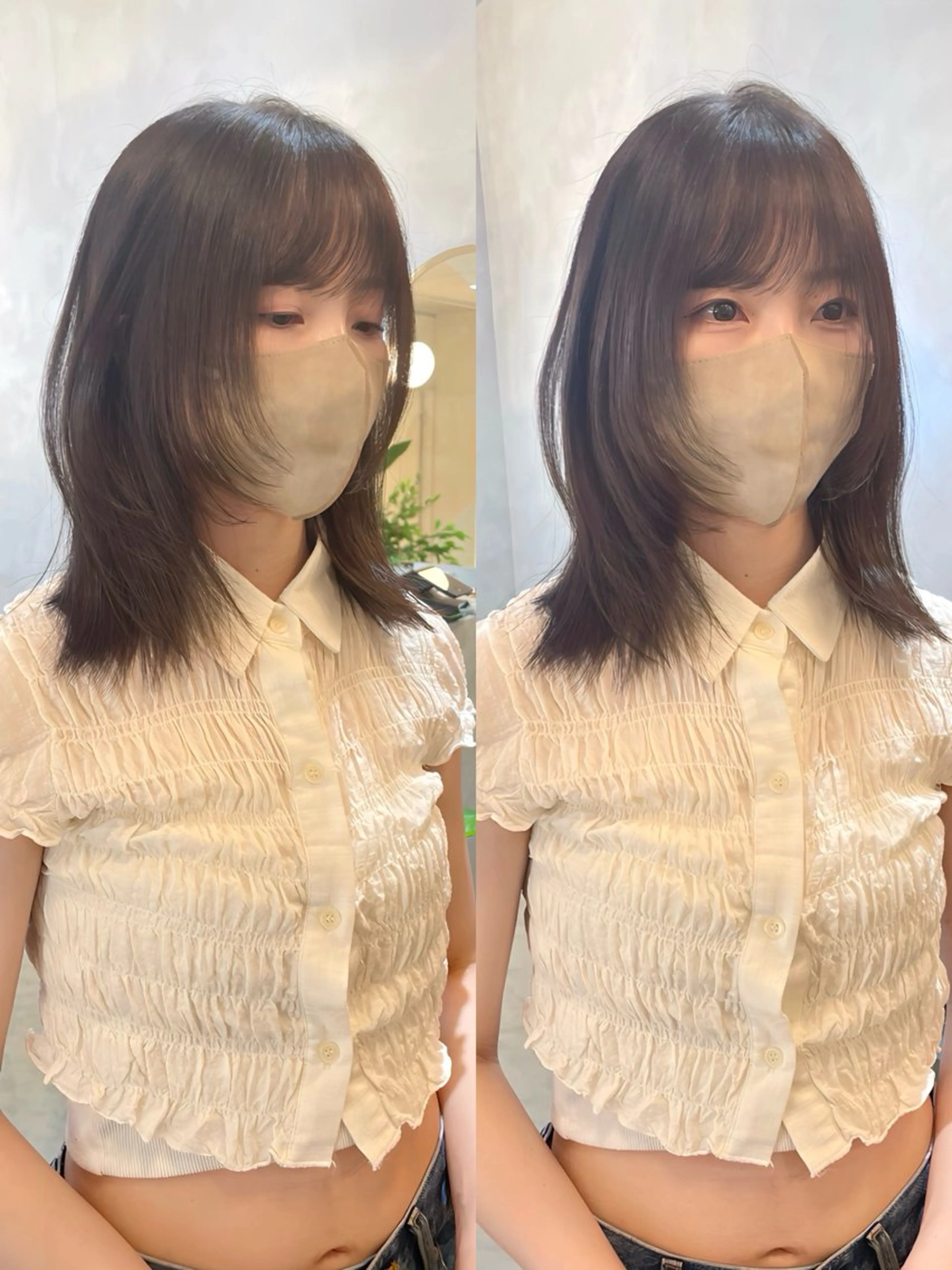 ミディアム カラー ミディアムレイヤー レイヤーカット カット トリートメント ボブ/透明感カラー/ 赤み消し/miyaのヘアスタイル