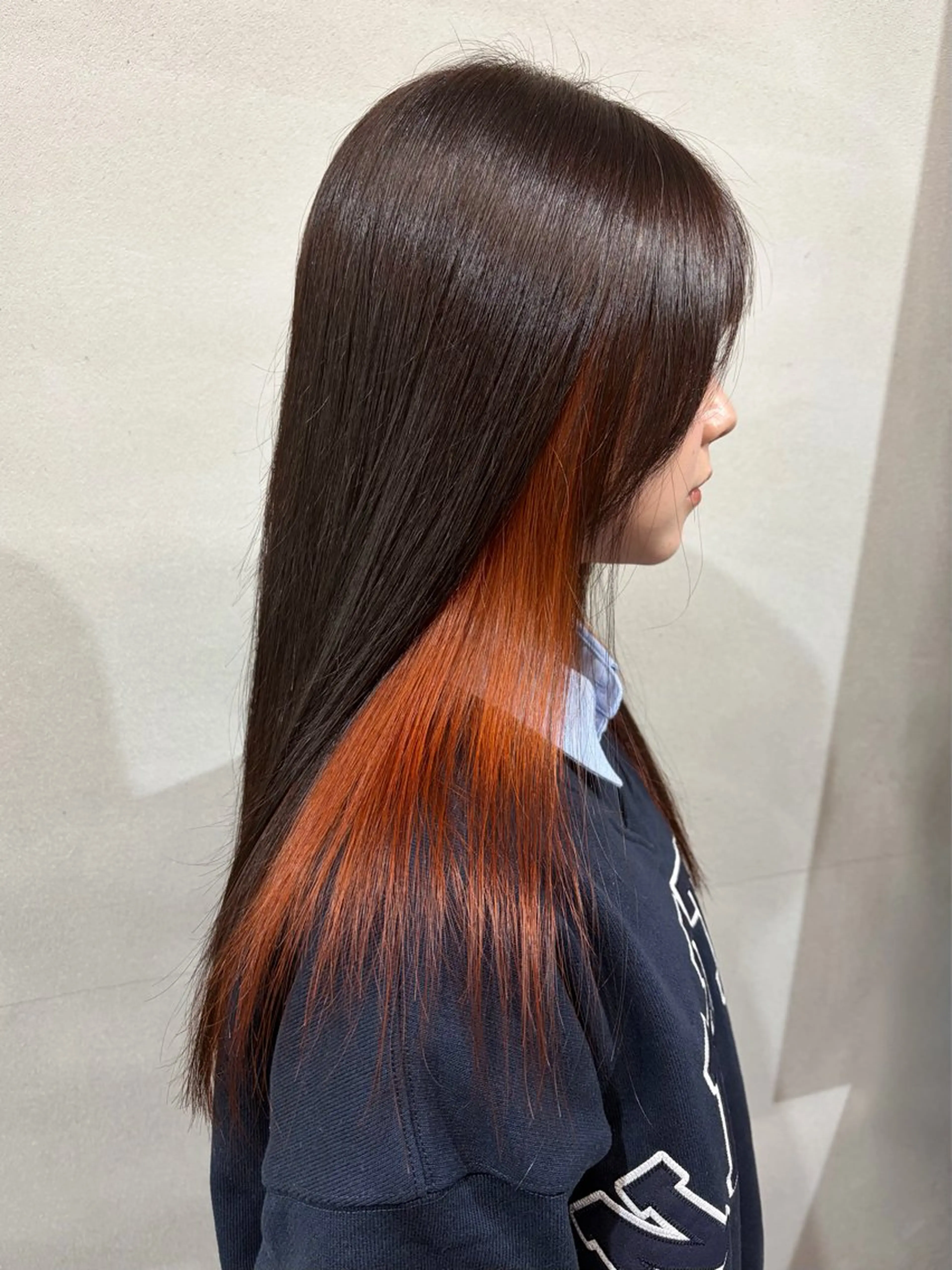 ロング カラー ブリーチ ブラウンカラー オレンジ カット ヘアカラー トリートメント 柏 デザインカラー/ レイヤー🐣シオリのヘアスタイル