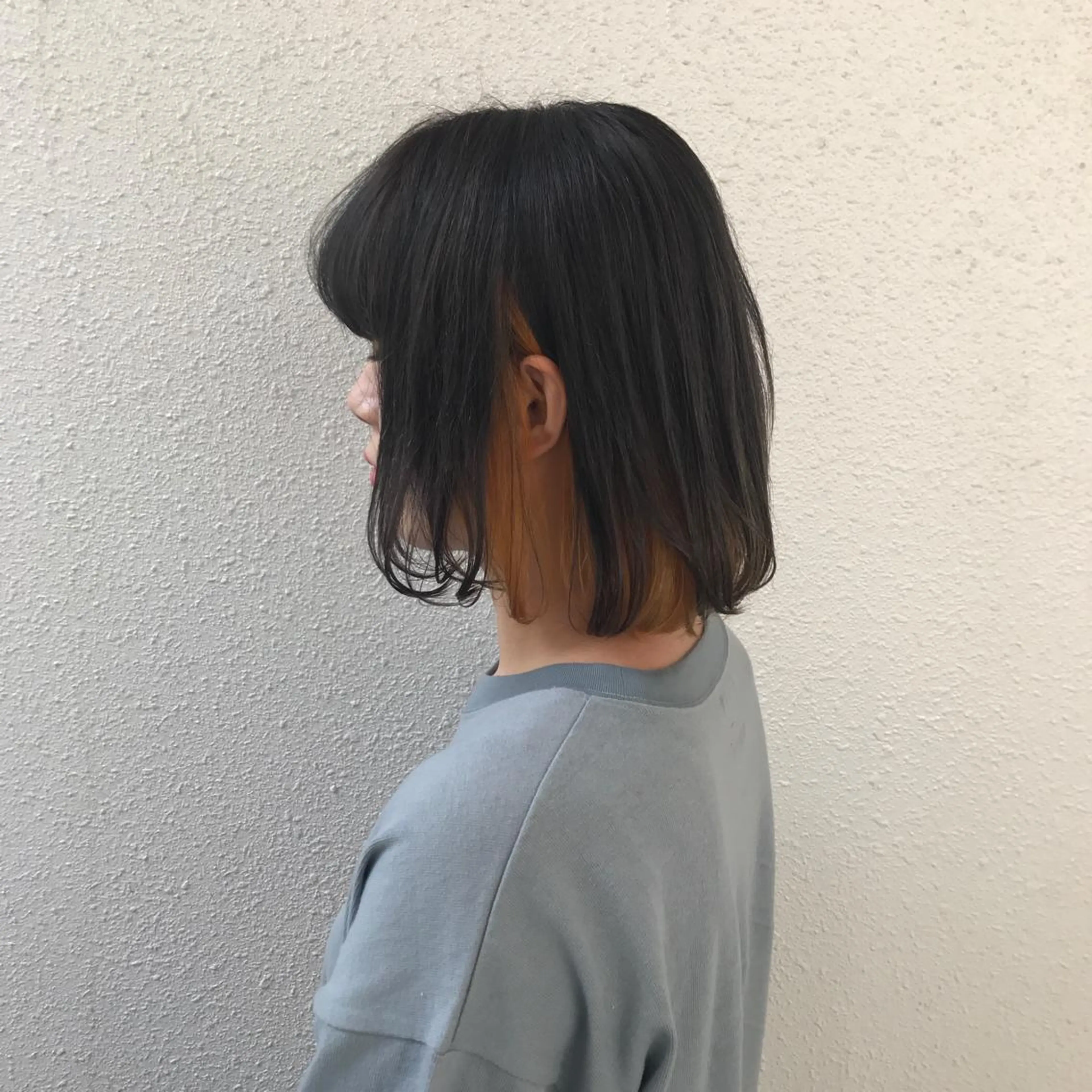 ショート カラー ダブルカラー インナーカラー オレンジ インナーカラー/天神 ブリーチ/吉田のヘアスタイル