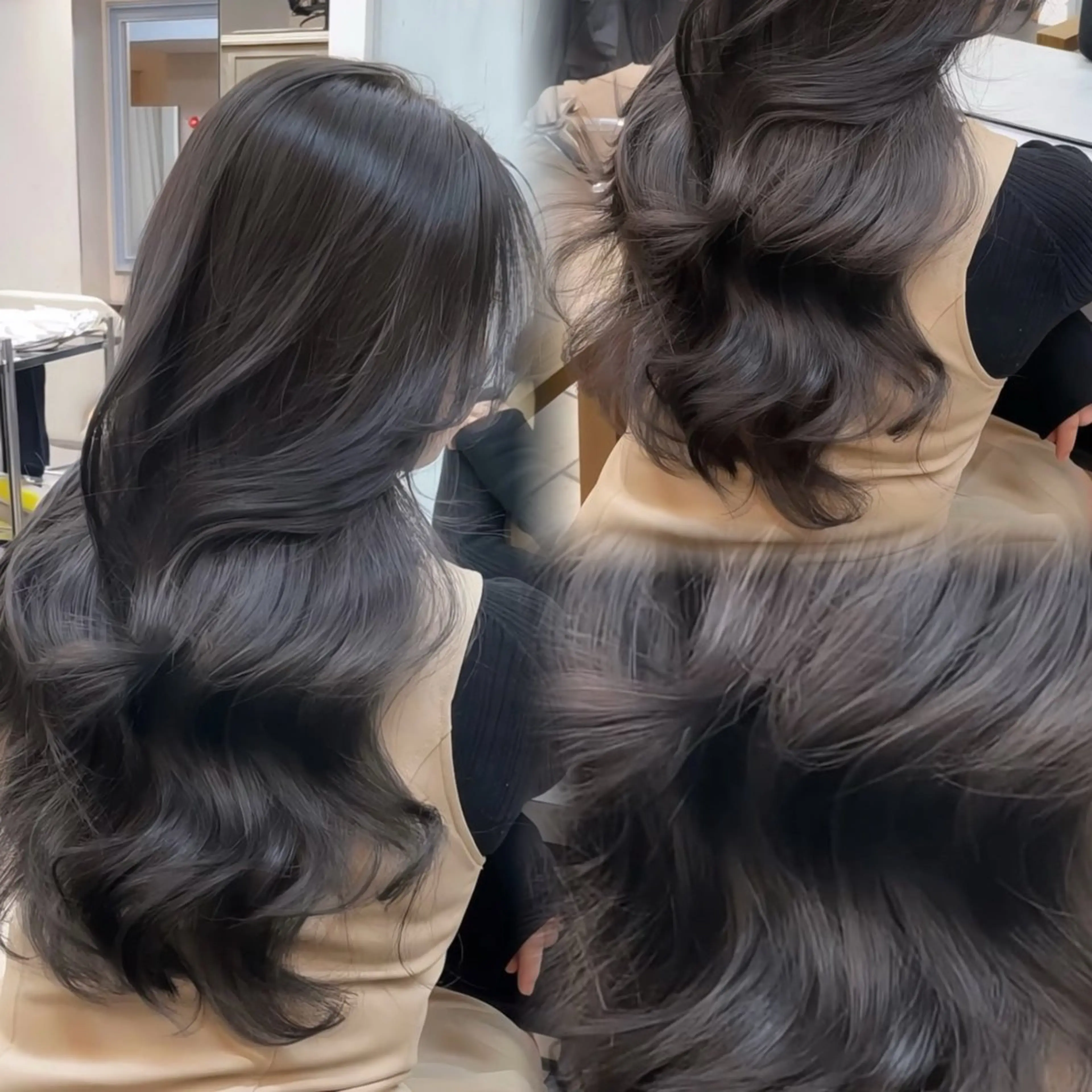 ロング カット ヘアカラー トリートメント 韓国ヘア🤍🇰🇷 ‪🫶🏻吉満のヘアスタイル