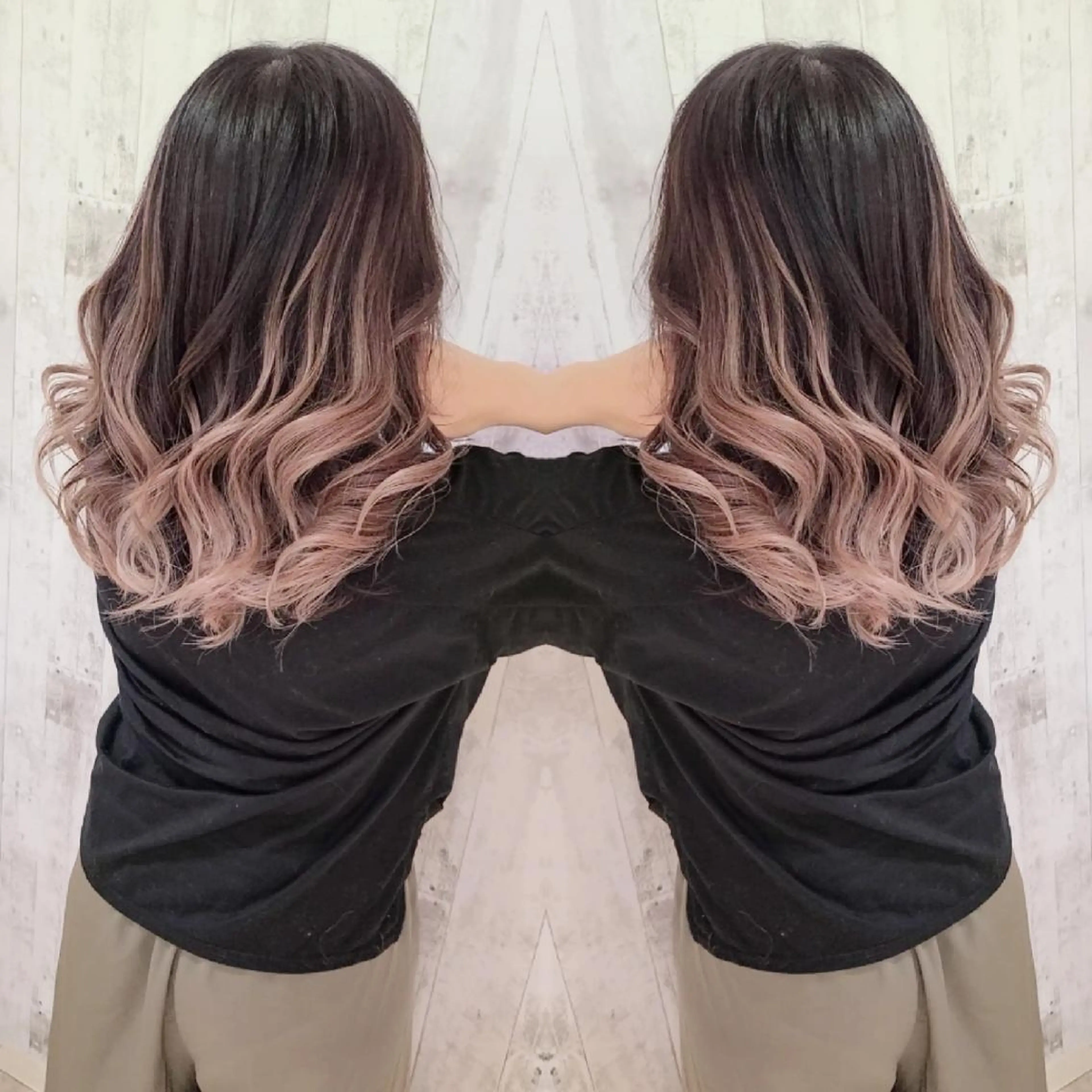 セミロング カラー バレイヤージュ ベージュカラー ブリーチ グレージュ ホワイトベージュ cherie所属・バレイヤージュ/ ハイライト/大内格のヘアスタイル