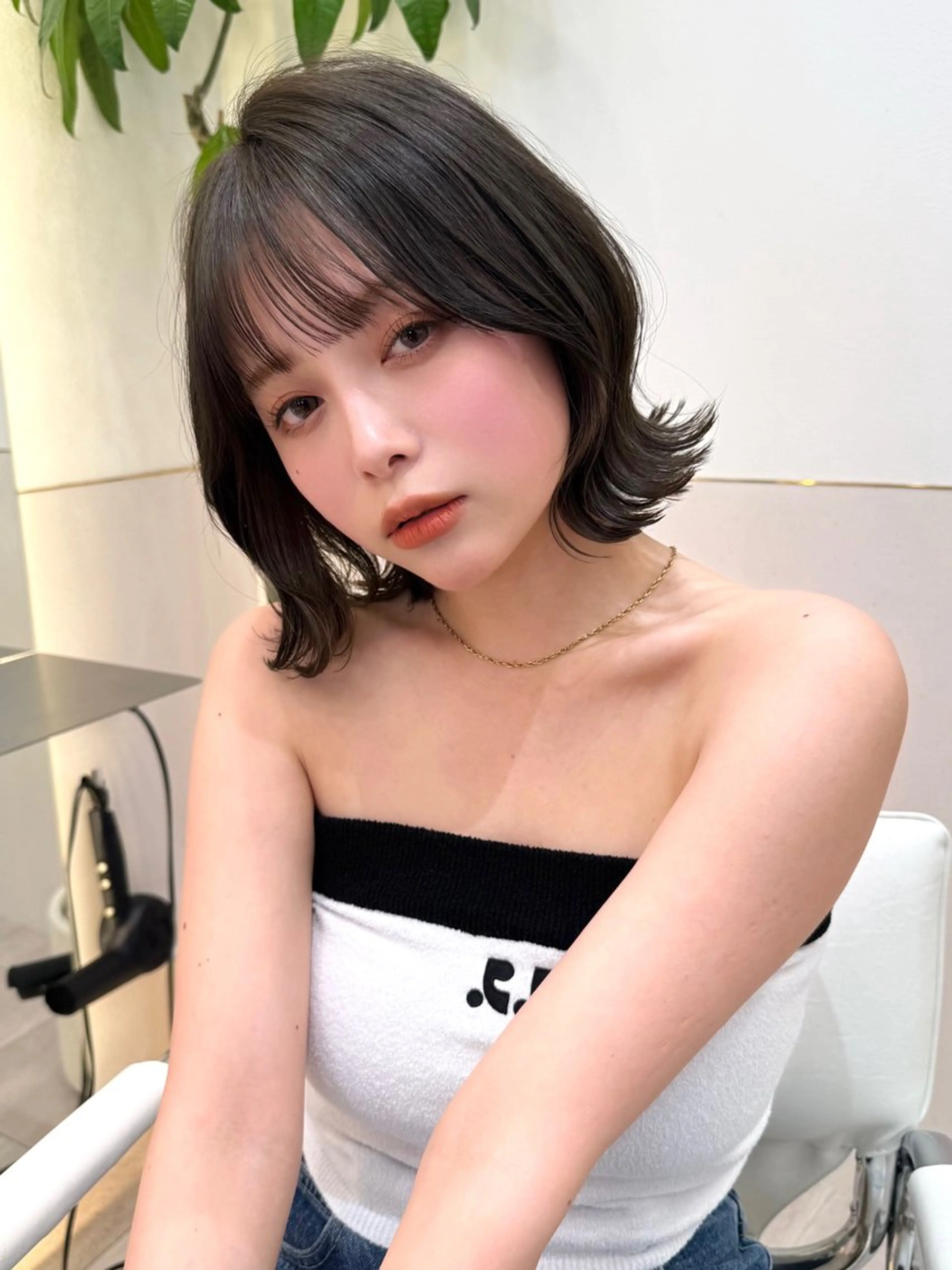 ミディアム カット ヘアカラー トリートメント 新宿/髪質改善/ボブ 韓国レイヤー大重聖斗のヘアスタイル