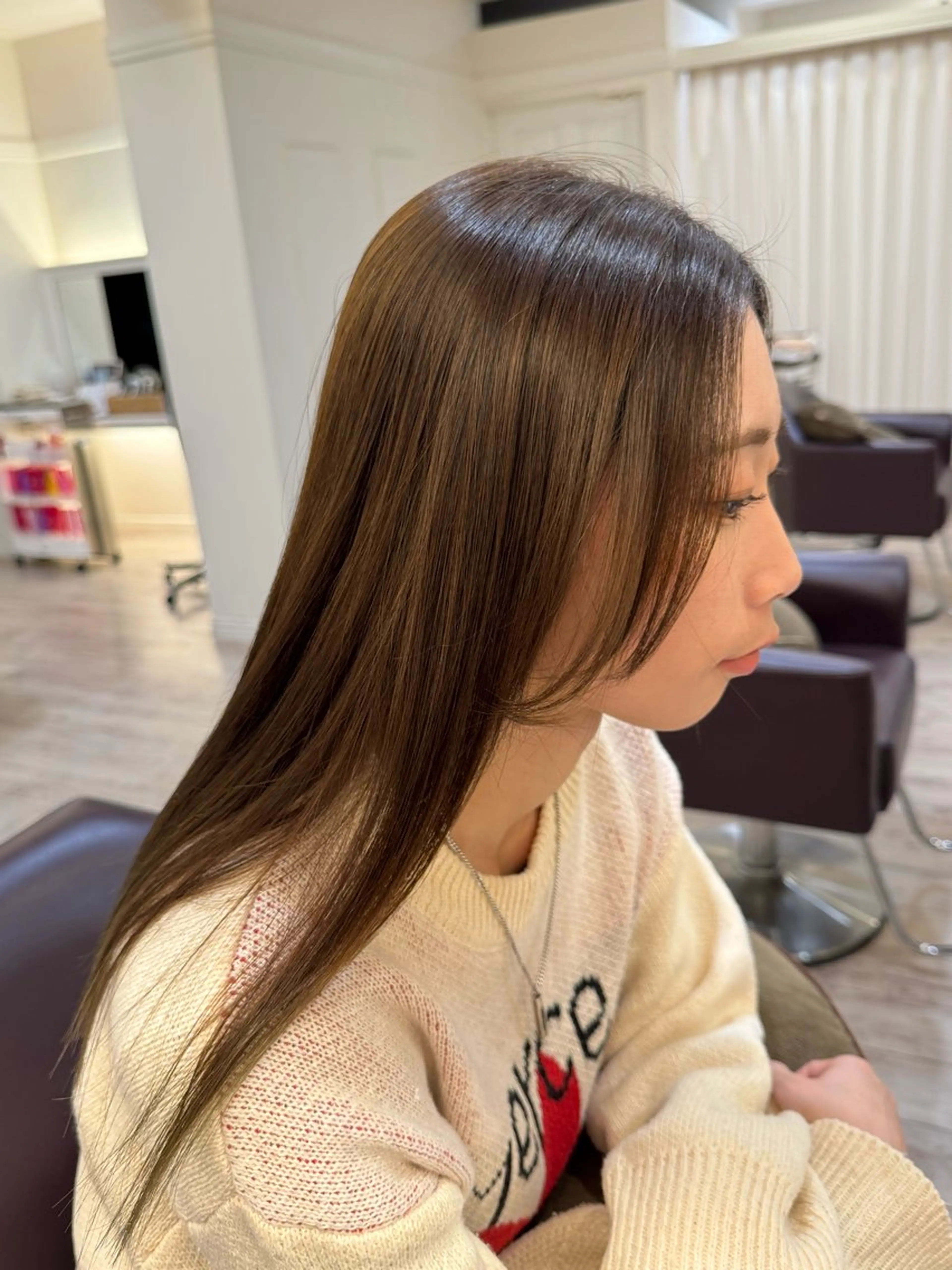 ロング カラー オリーブカラー カット ヘアカラー 尾形 なつきのマツエク・マツパデザイン