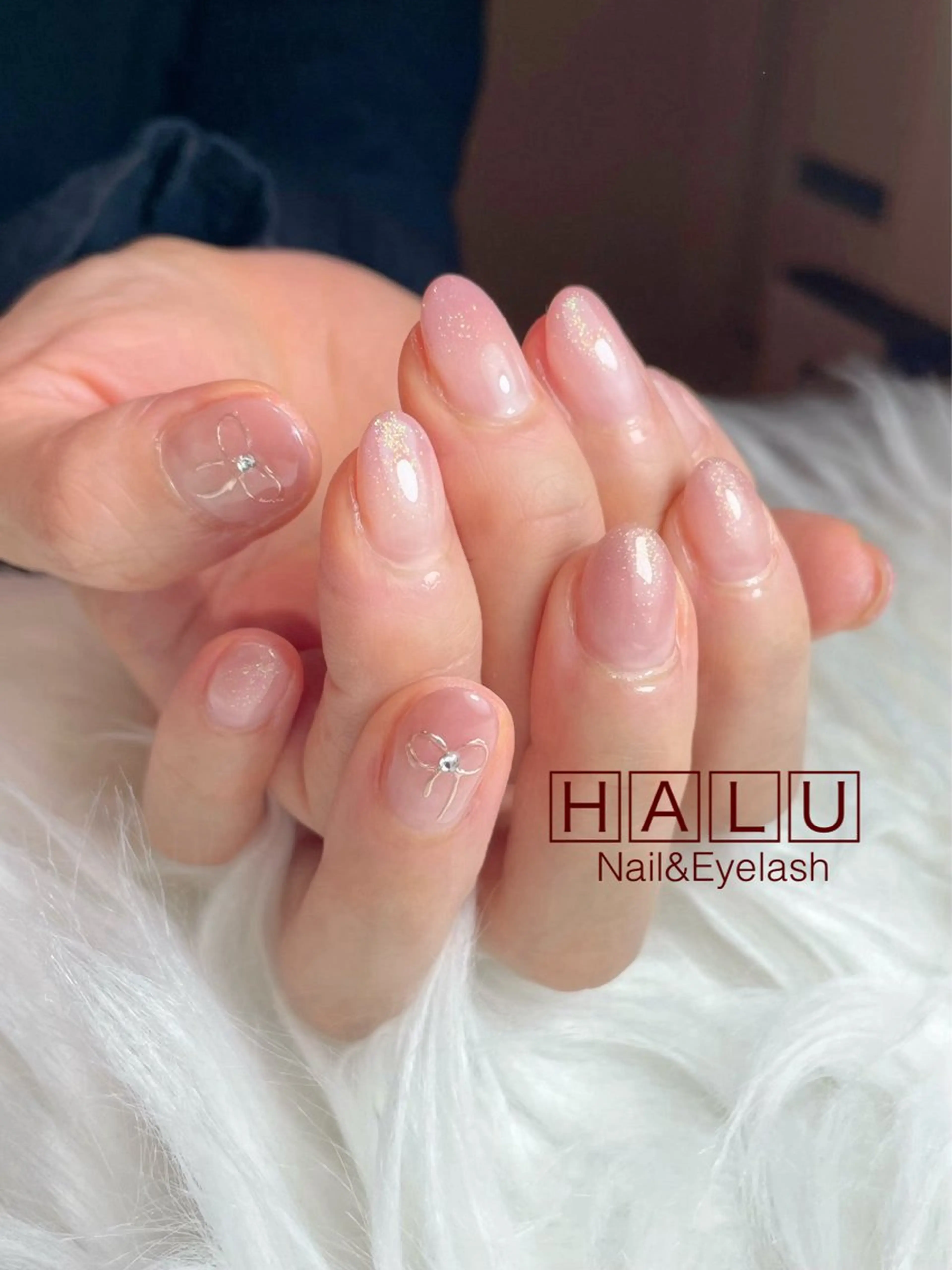 ネイル リボン シンプルネイル HALU ハルのネイルデザイン