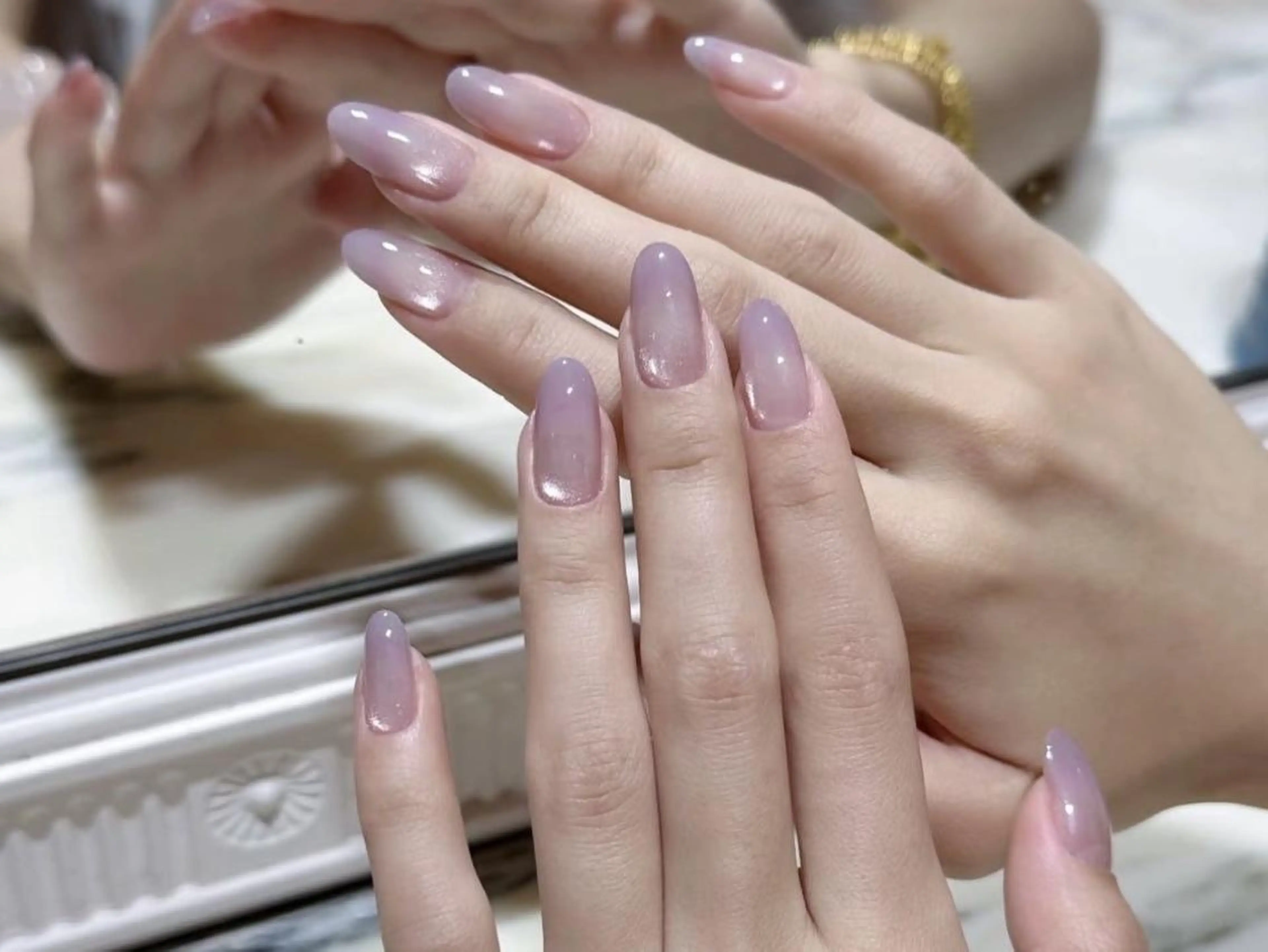 ネイル オーロラネイル 長さ出し フットネイル フレンチネイル ジェルネイル ハンドネイル Mio💖Belle Nail Salonのネイルデザイン