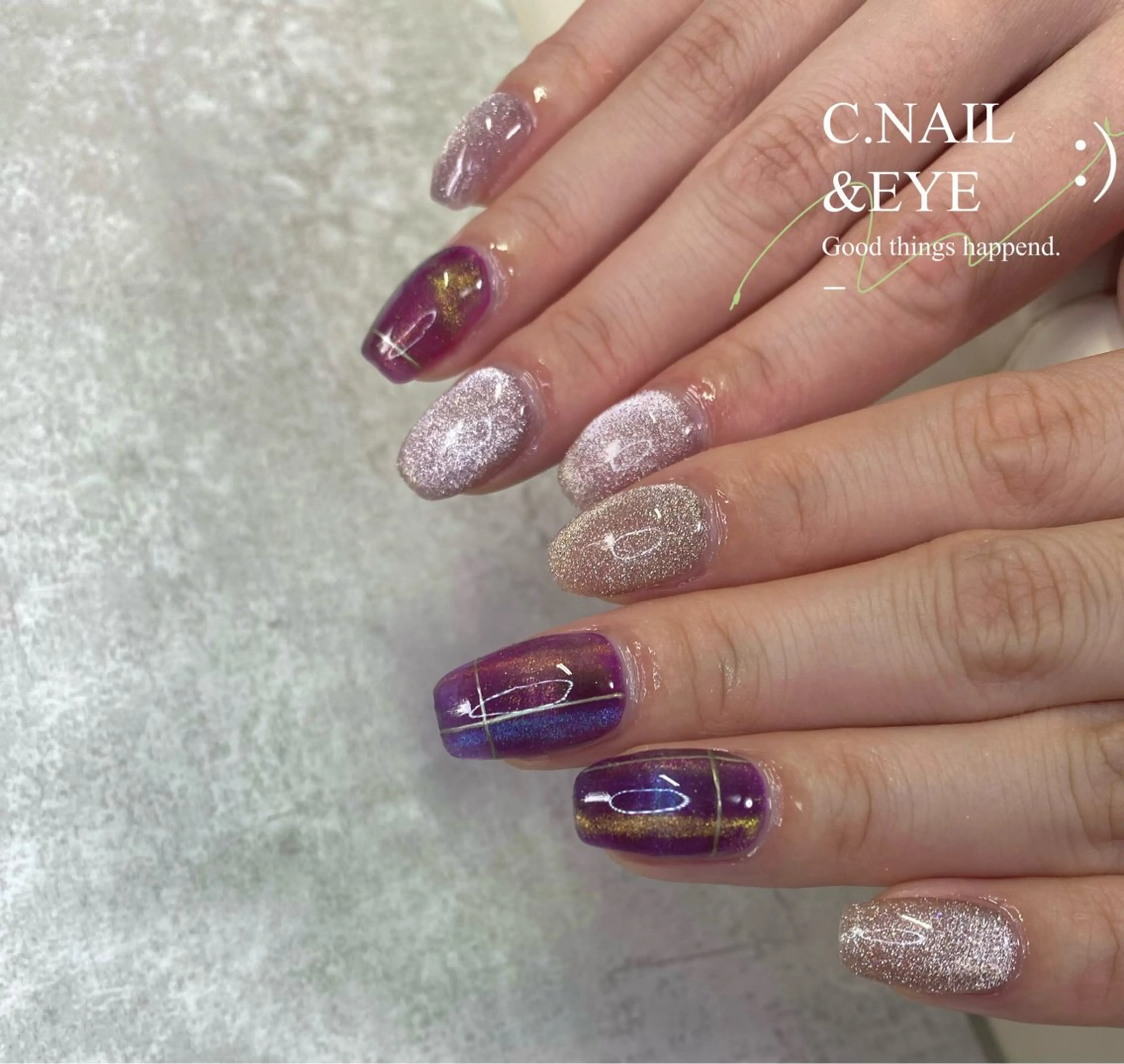 ネイル 桜ネイル マグネットネイル C.Nail &Eye筑紫駅のネイルデザイン