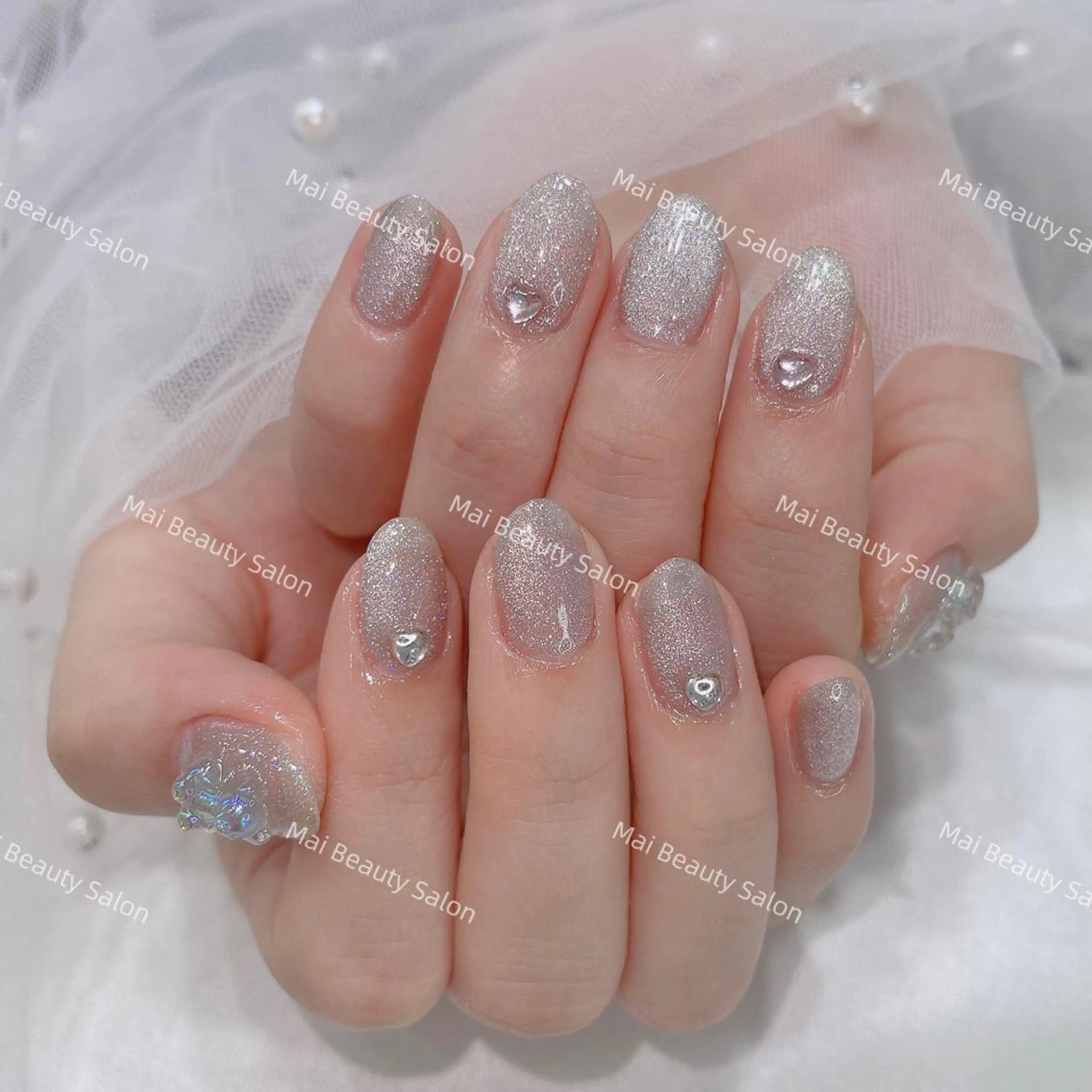 ネイル オーロラネイル 長さ出し フラッシュネイル フレンチネイル ジェルネイル MaiBeauty To  Toのネイルデザイン