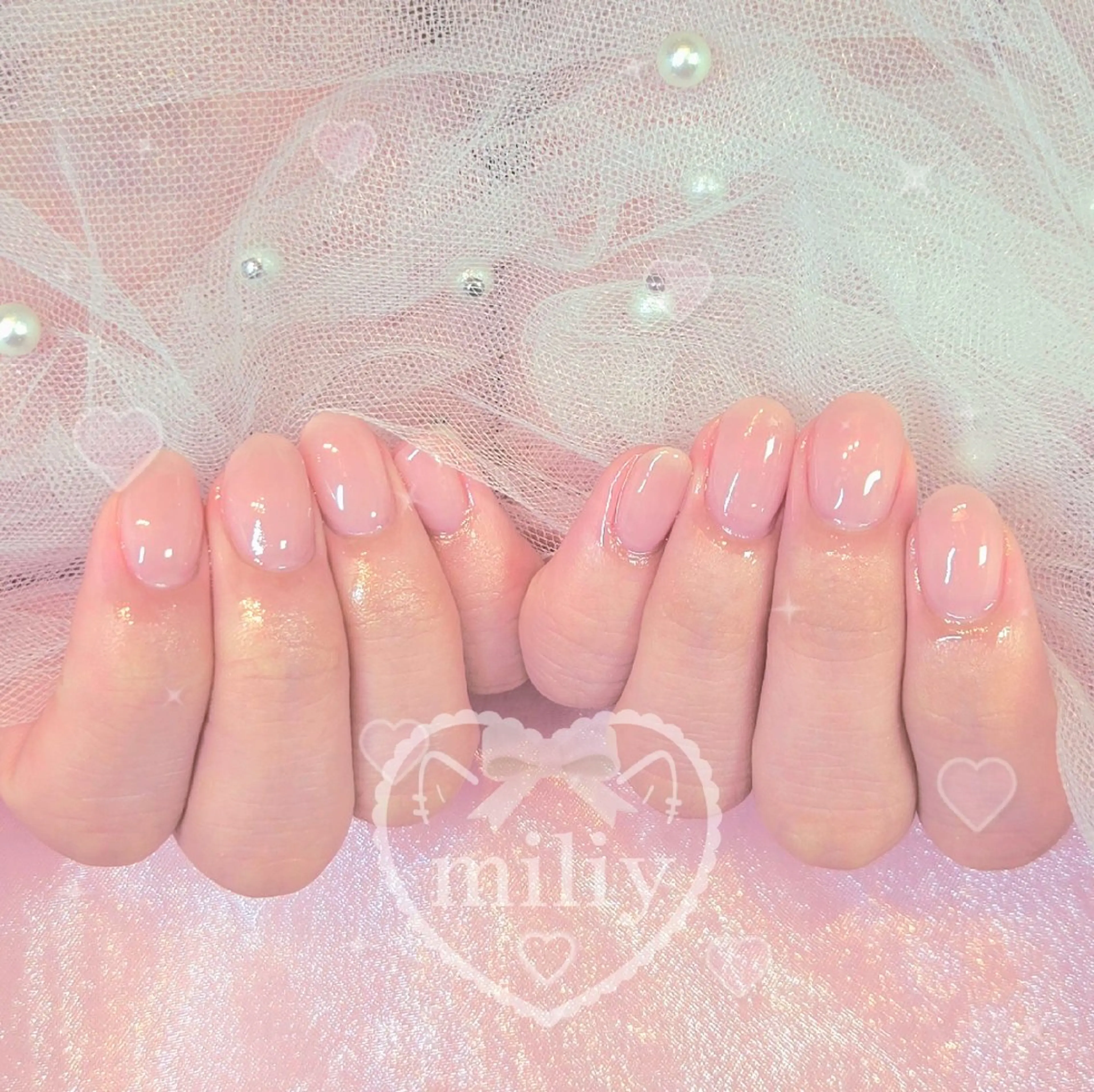 ネイル オフィスネイル ワンカラーネイル オレンジ ピンク miliy nail 🎀上尾のネイルデザイン