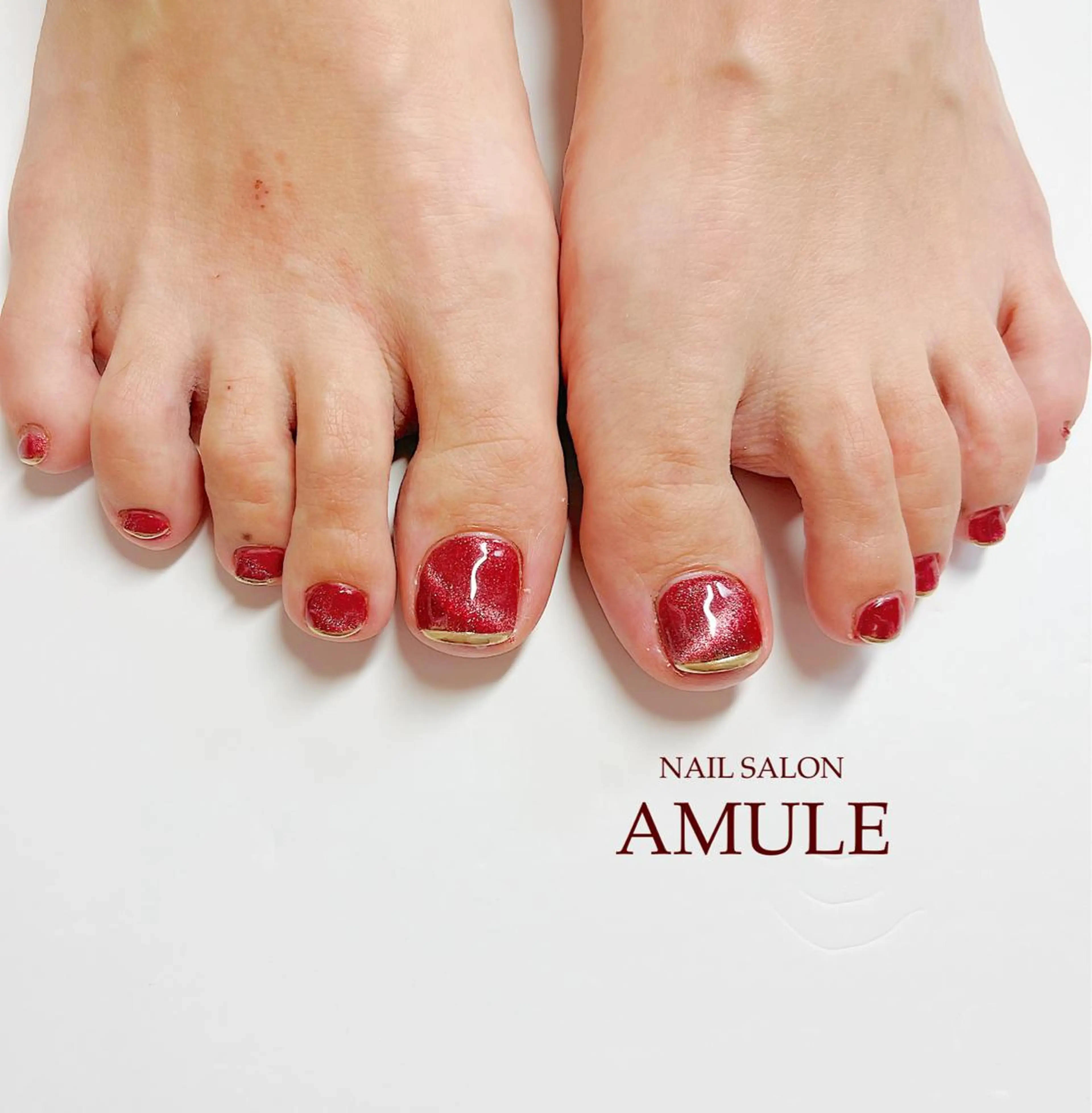 ネイル アートネイル フットネイル ジェルネイル マグネットネイル マグネットワンカラー フットネイル NAILSALON AMULEのネイルデザイン