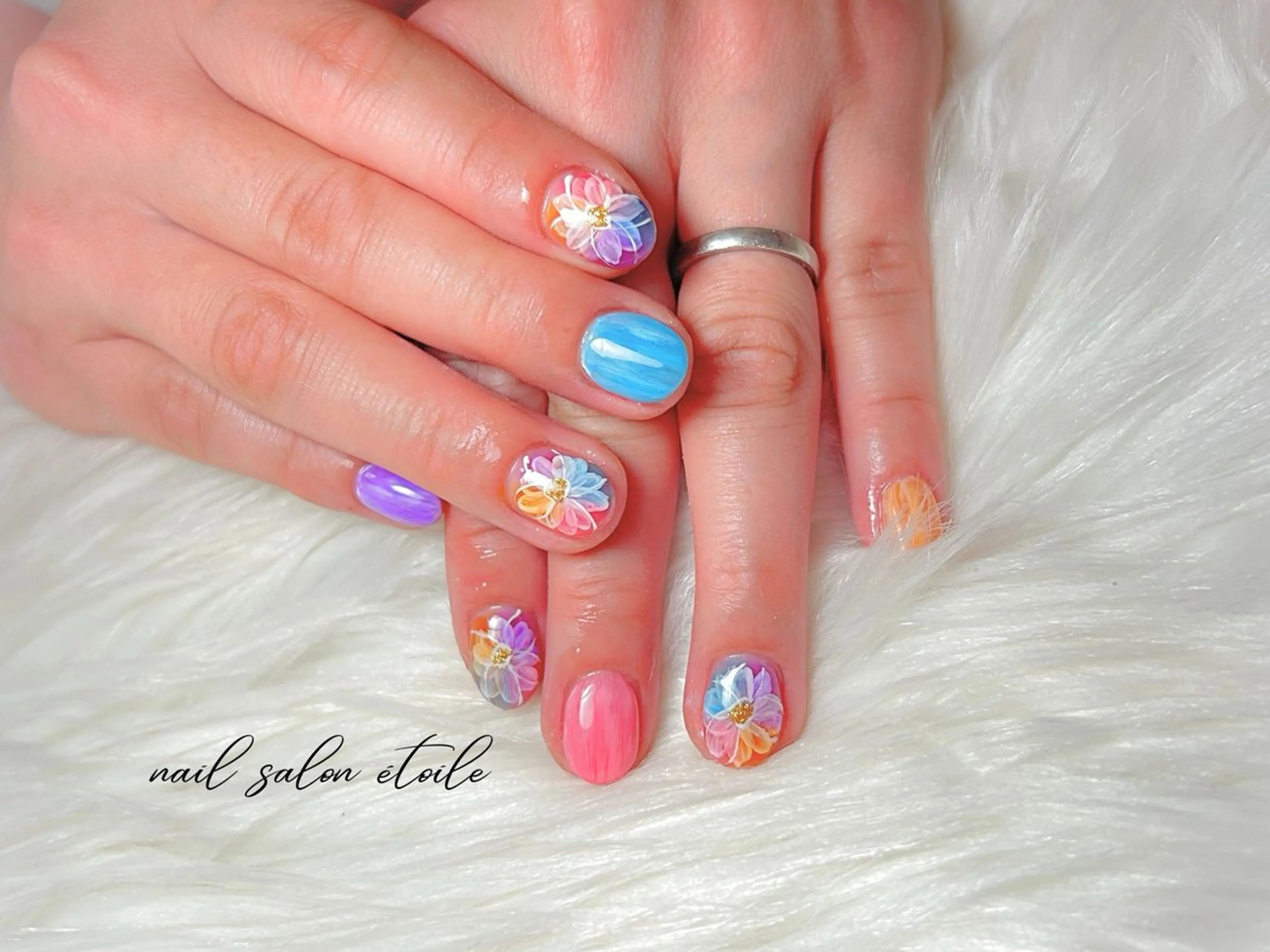 ネイル フラワーネイル ニュアンスネイル ハンドネイル nail salon étoileのネイルデザイン