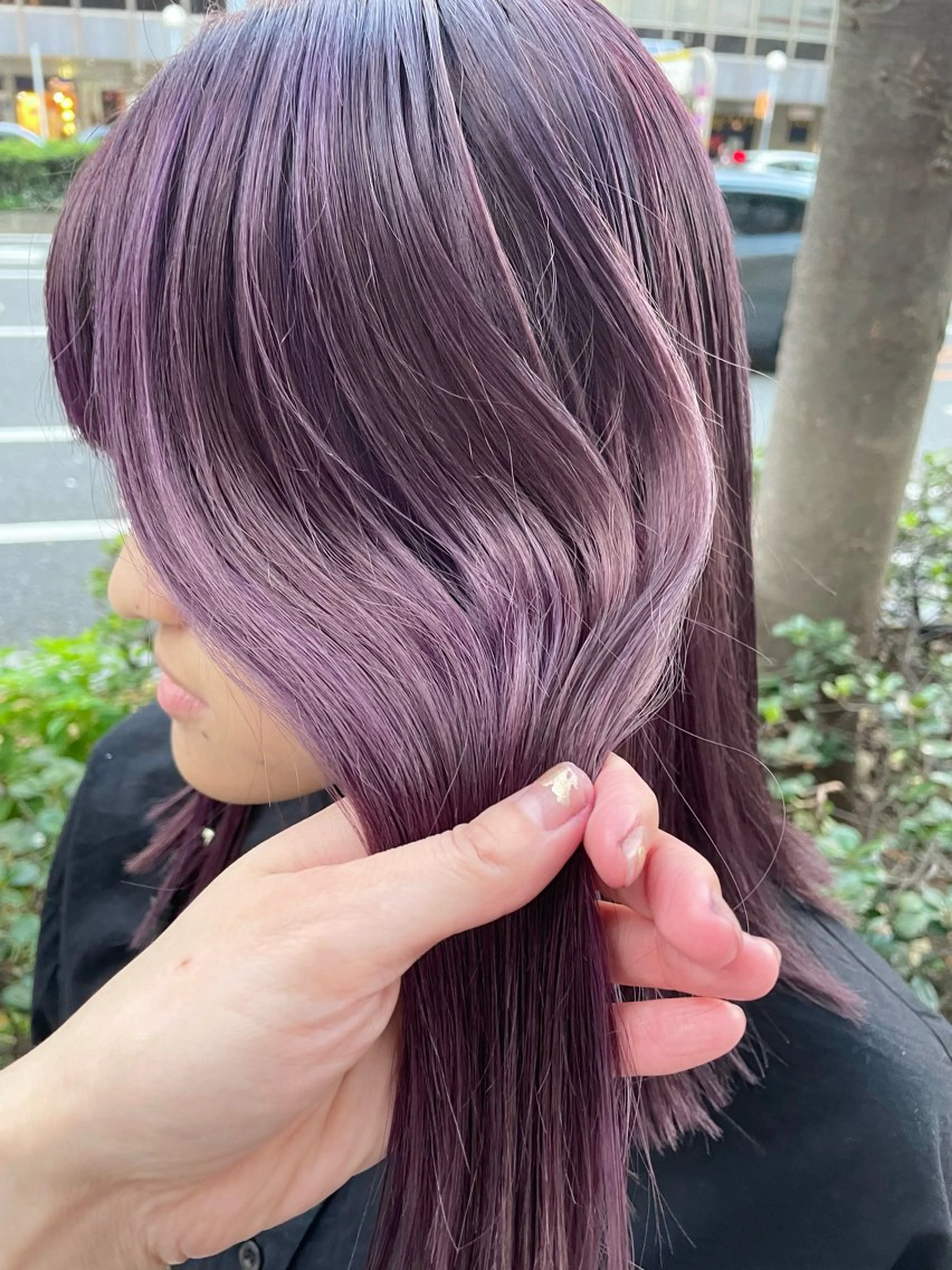ミディアム カラー パーマ ヘアアレンジ メンズ グレージュ ラベンダーカラー ラベンダーグレージュ ラベンダーグレー カット ヘアカラー トリートメント tatsumi/ボブ ウルフ/レイヤーのヘアスタイル