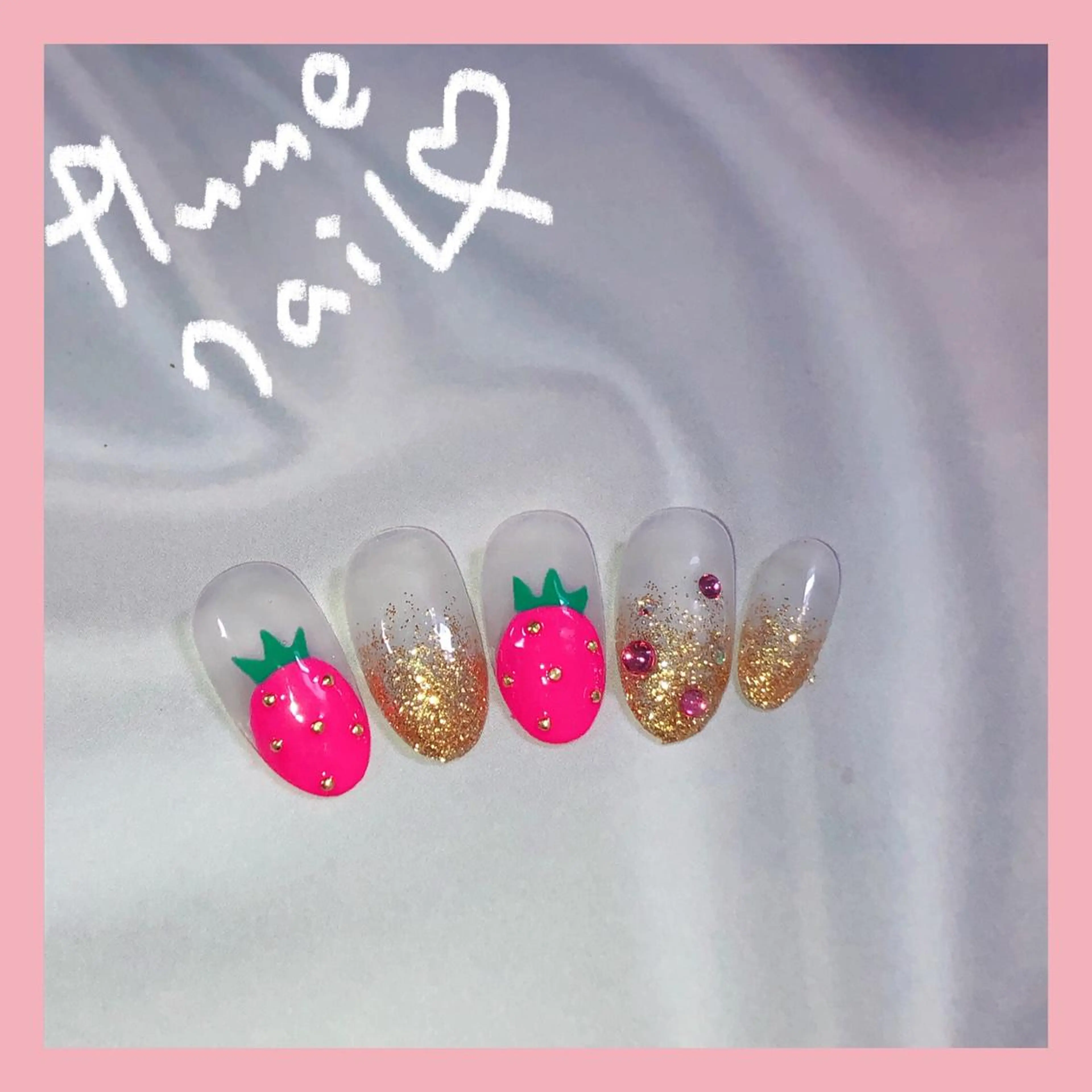 ネイル キラキラネイル 韓国ネイル ピンク 春ネイル plume nail ☆韓国ネイルのネイルデザイン