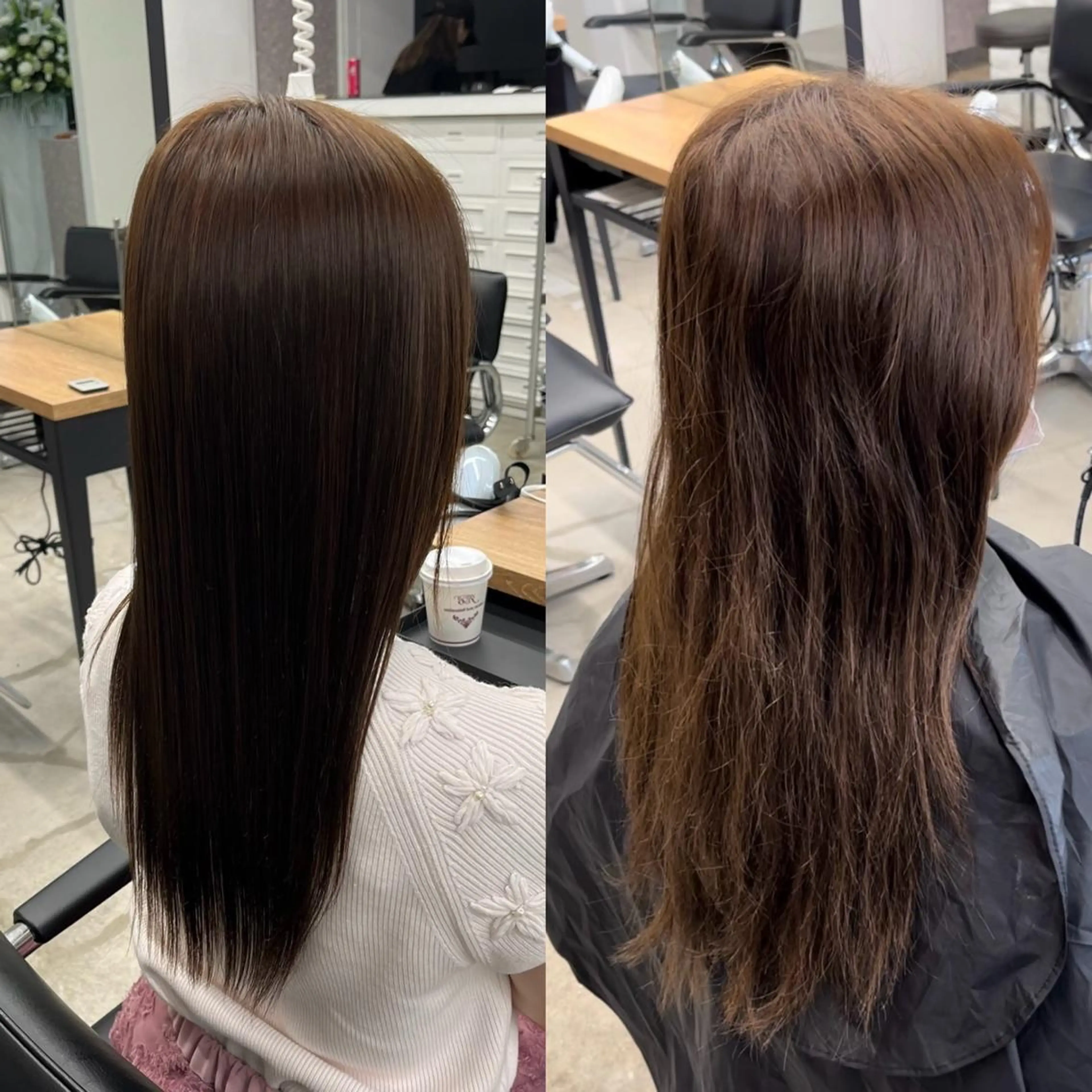 セミロング カラー パーマ ヘアアレンジ 結婚式・ブライダル アッシュ ベージュカラー 黒髪 ブリーチ 韓国ヘア×2way 🇰🇷和知拓郎のヘアスタイル