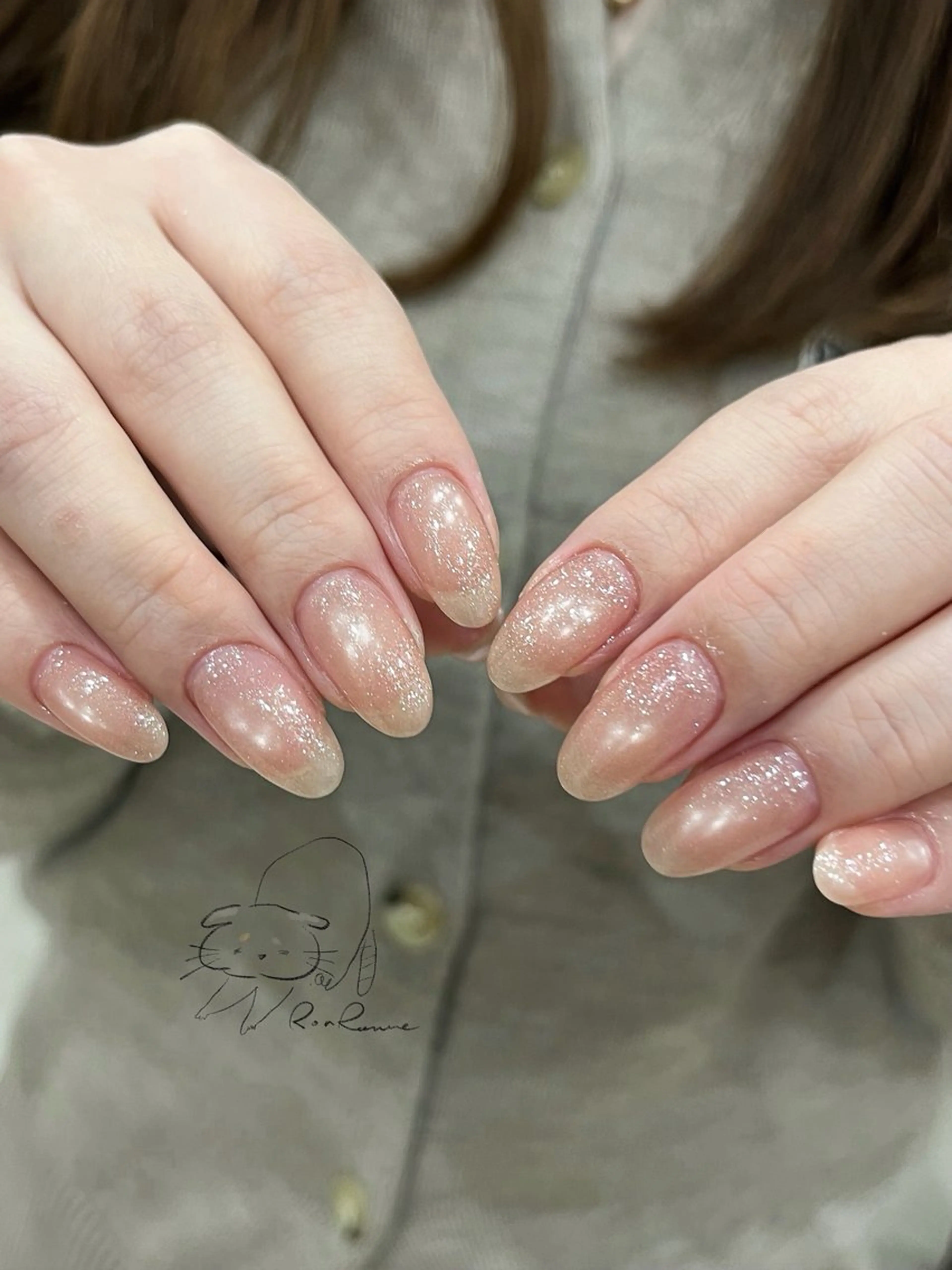 ネイル オーロラネイル 長さ出し フレンチネイル ジェルネイル ミラーネイル ハンドネイル Cho Artネイル所属・ronronne .のネイルデザイン