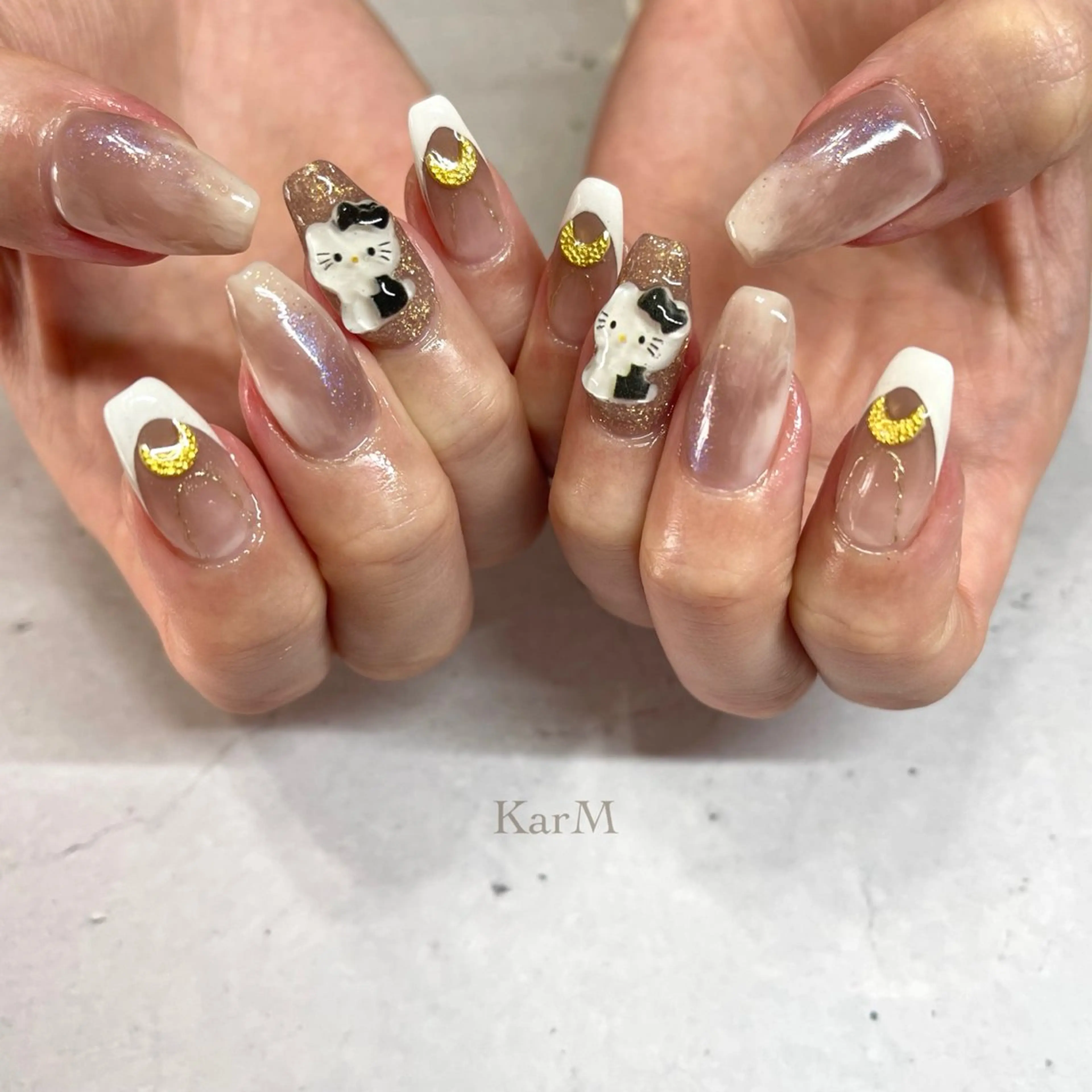 ネイル オーロラネイル チークネイル フラッシュネイル フレンチネイル グラデーション ハンドネイル ogino karinのネイルデザイン