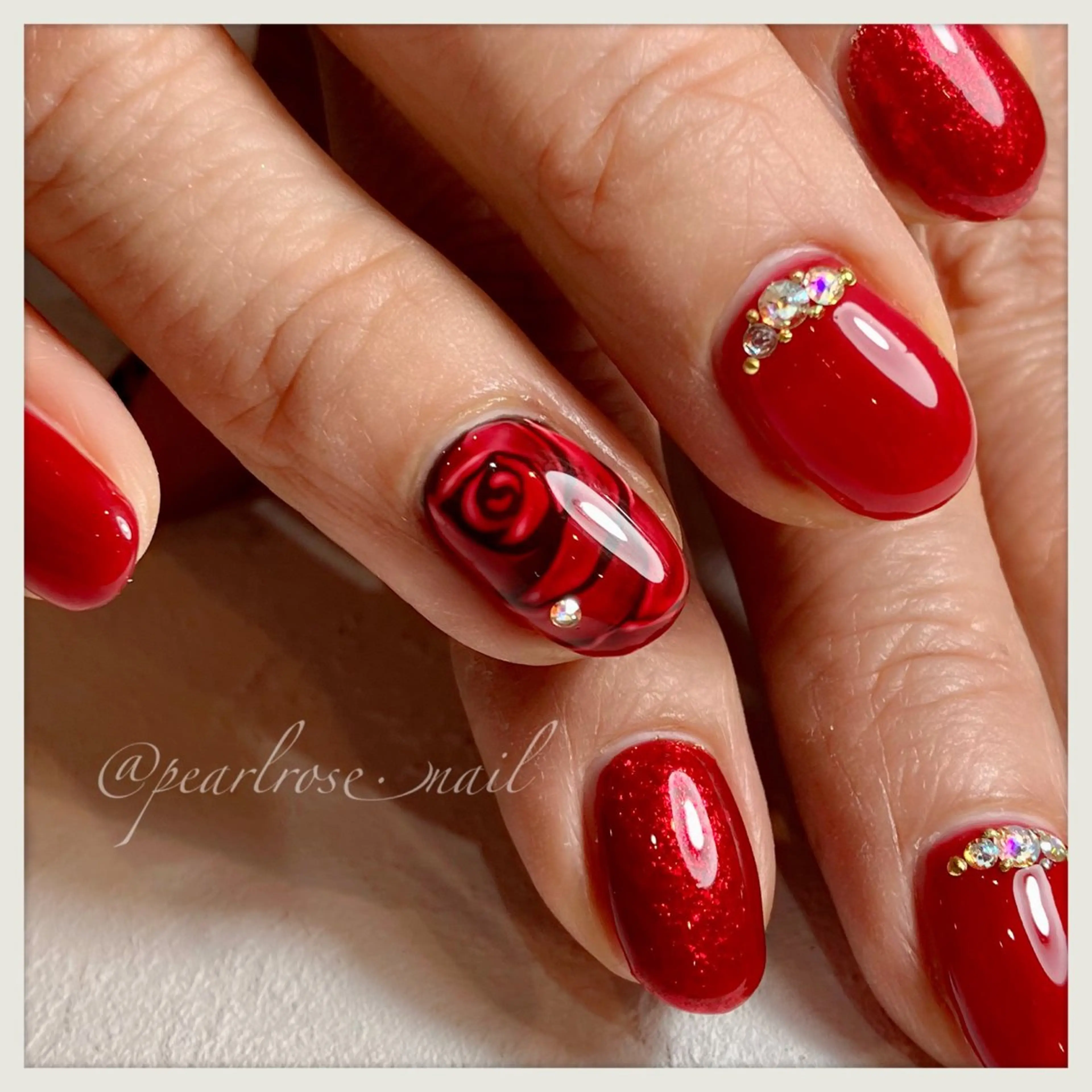 ネイル ハンドネイル Beauty salon Ryu・ange所属・PEARL ROSE パールローズのネイルデザイン