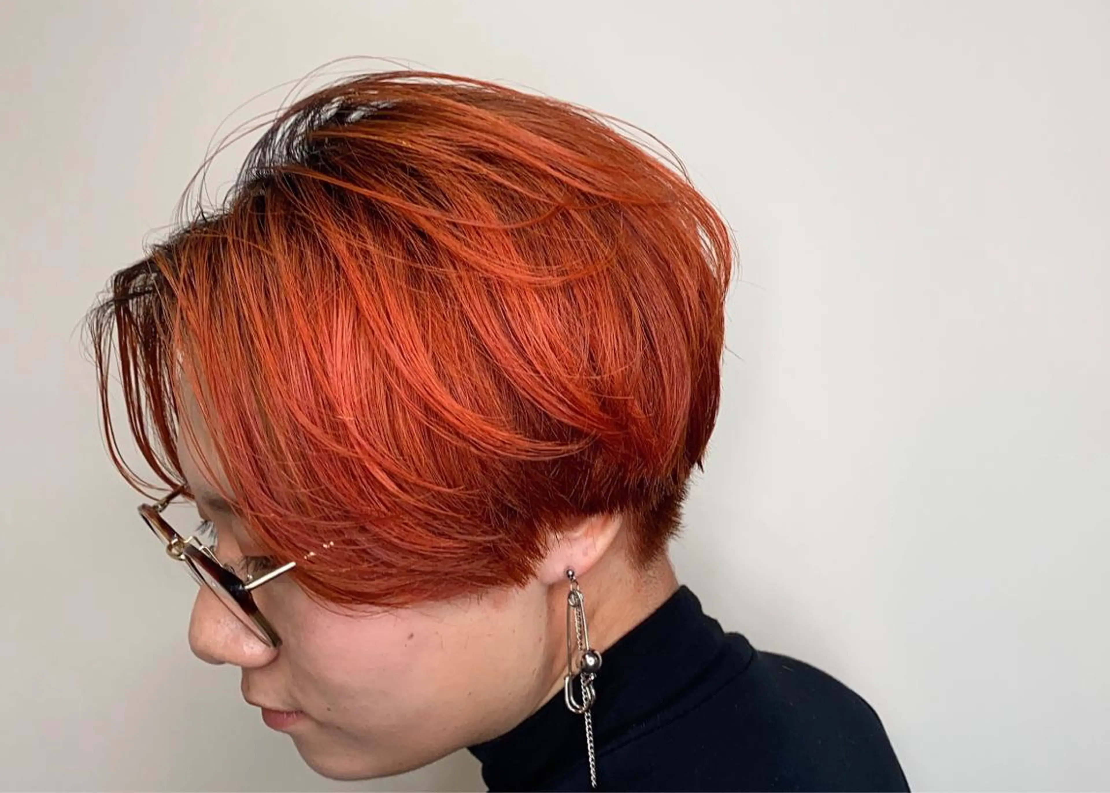ショート カラー ヘアアレンジ ハンサムショート オレンジ ショートヘア アイラッシュ/美容室 個室/瀬戸 一菜のヘアスタイル
