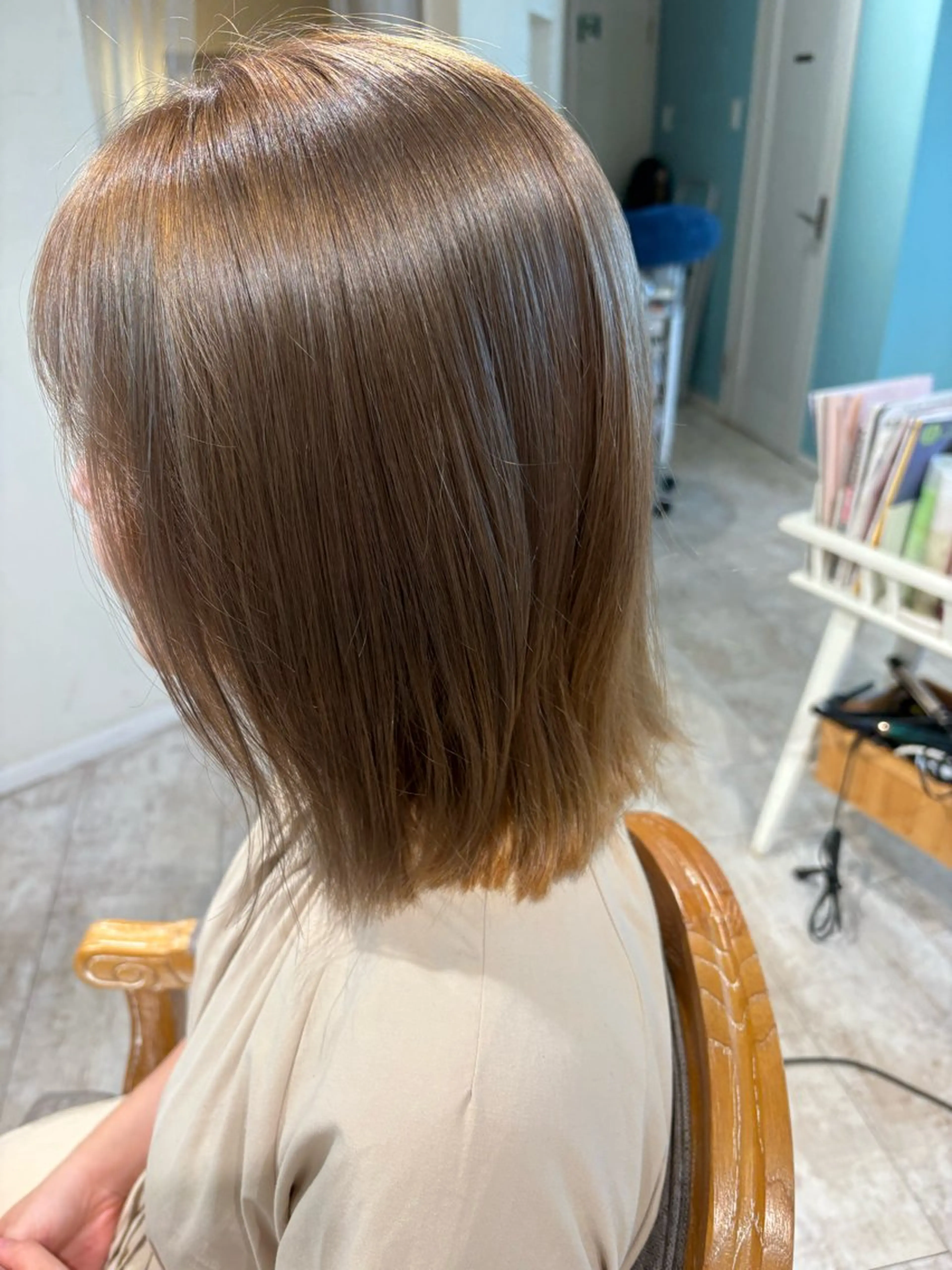 ミディアム ボブ トリートメント ヘアカラー トリートメント 魔法のシャンプーで 艶髪に✳︎/カラーのヘアスタイル