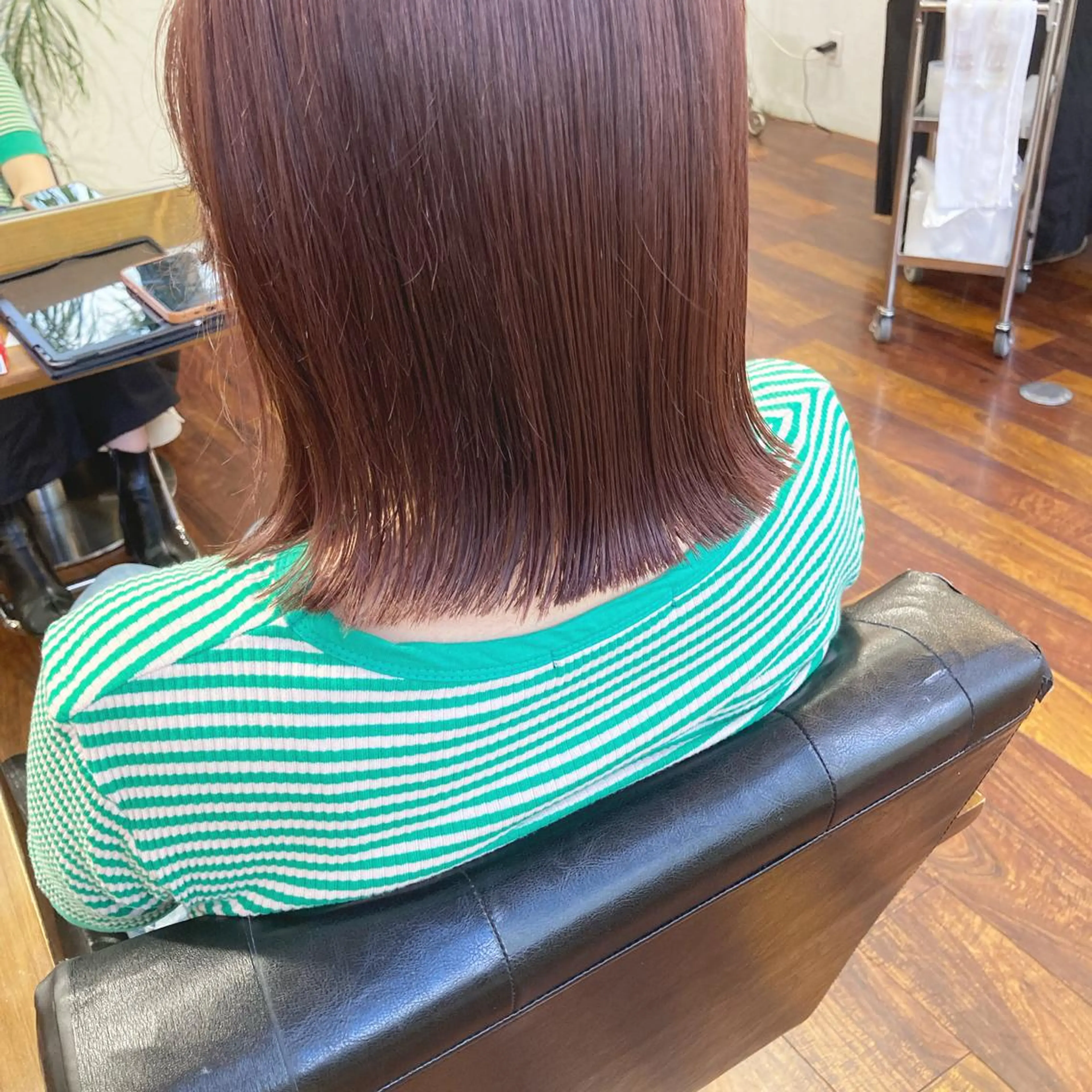 ミディアム カラー ピンクカラー カット 縮毛矯正 小木曽智美 /ボブ/ショートのヘアスタイル