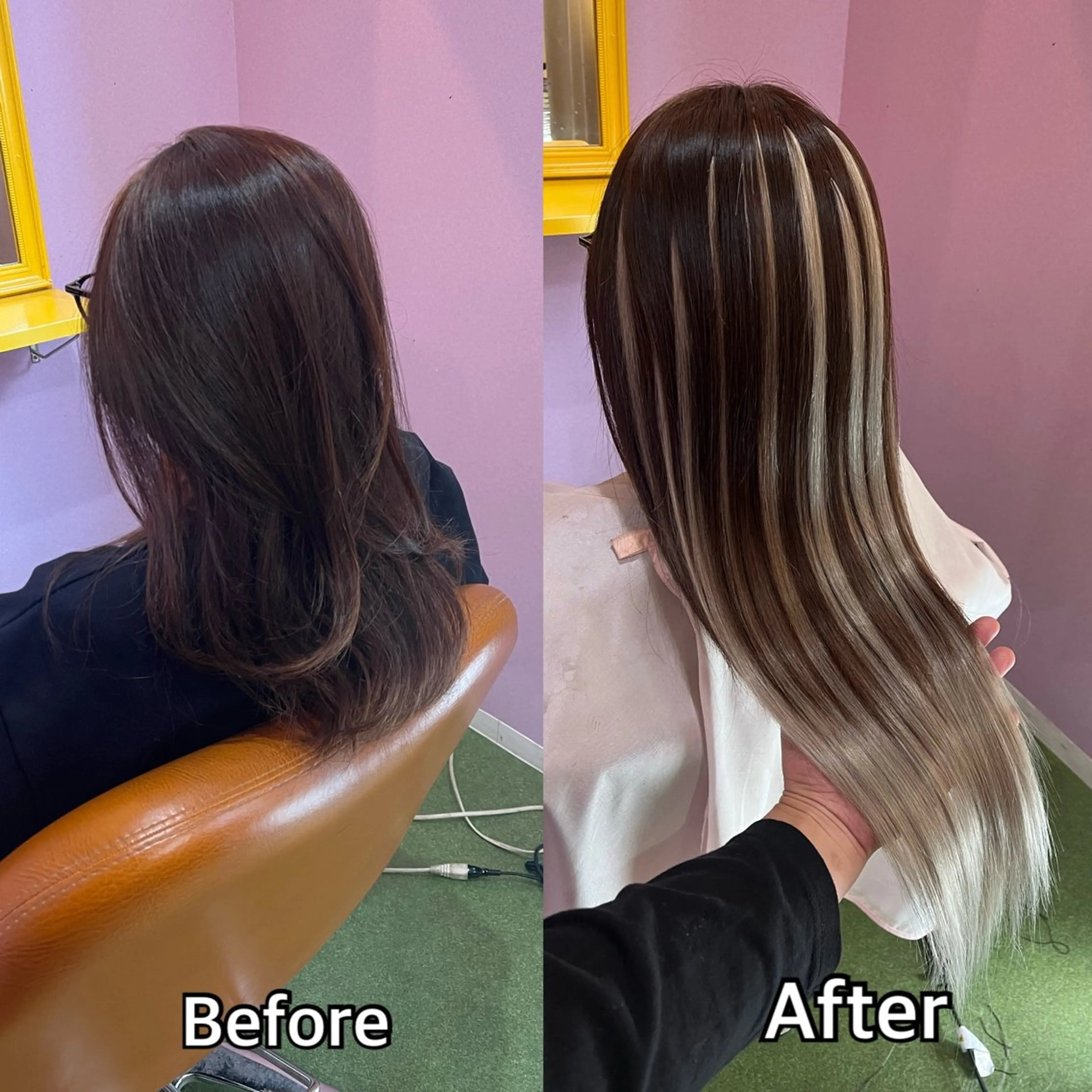 ロング エクステ シール＋ちび編み込み エクステ梅田🐨のヘアスタイル