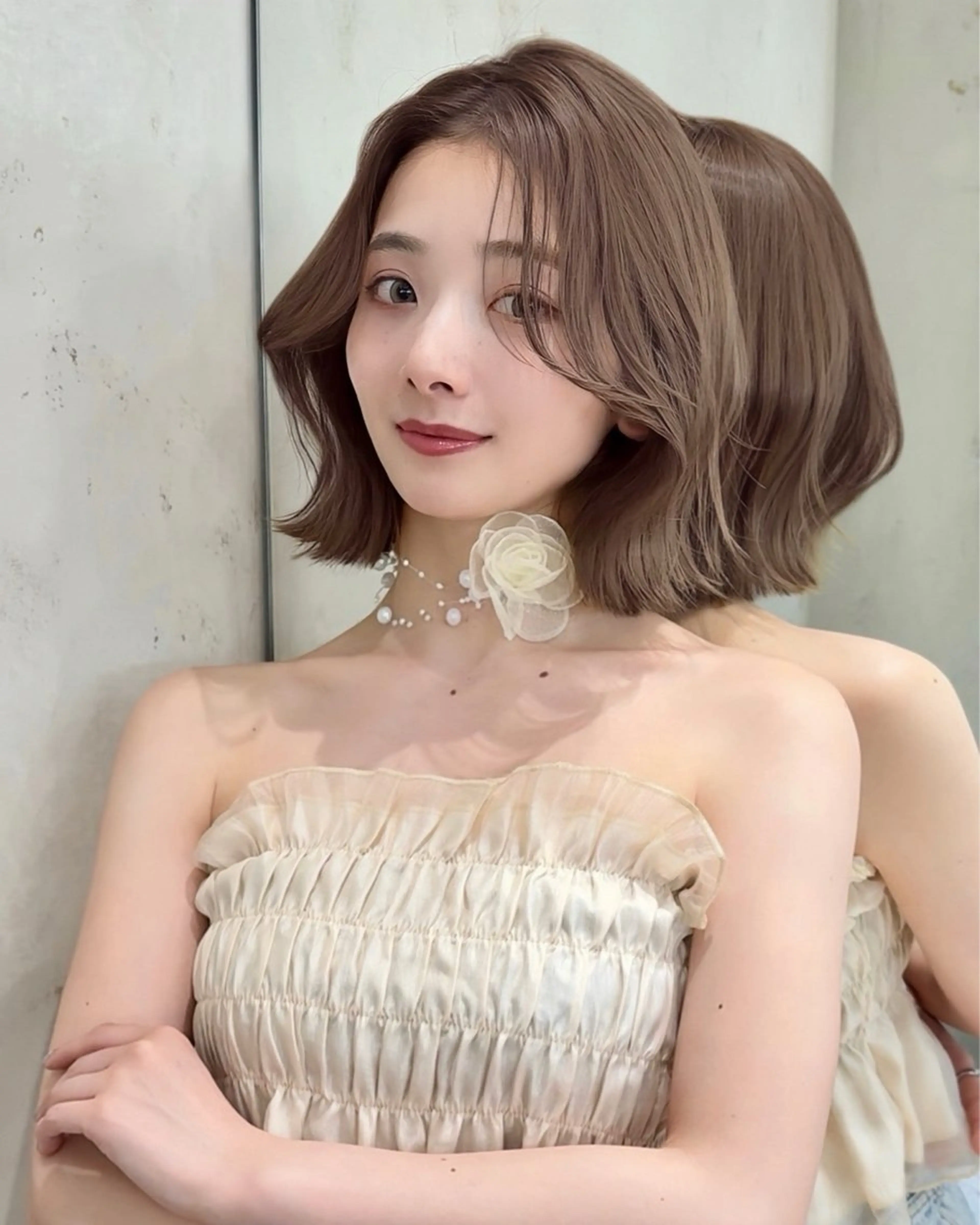 ショート カラー カット ヘアカラー トリートメント 莉乃/縮毛矯正/髪質 改善/艶カラーのヘアスタイル