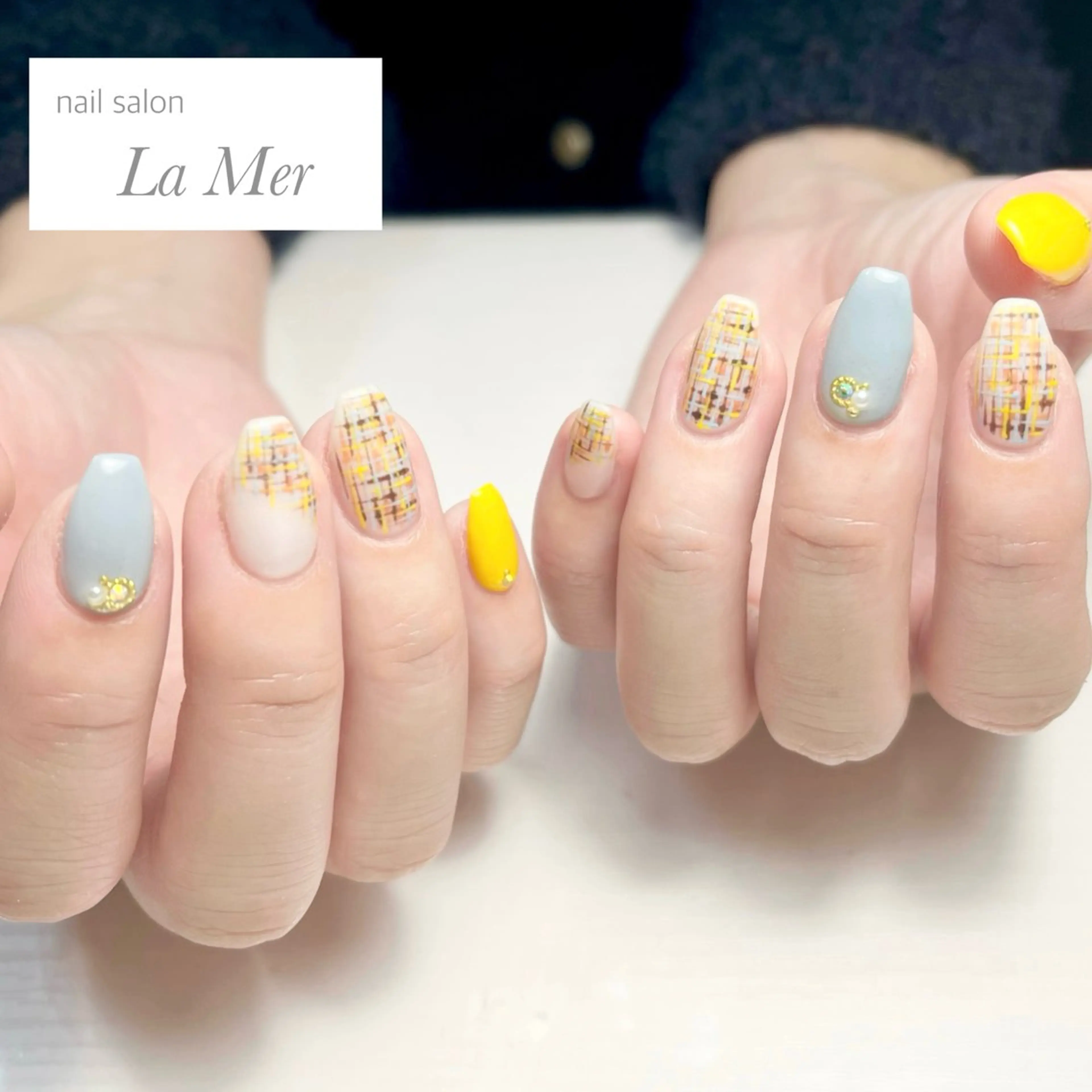 ネイル マットネイル ツイードネイル ハンドネイル nailsalon La Merのネイルデザイン