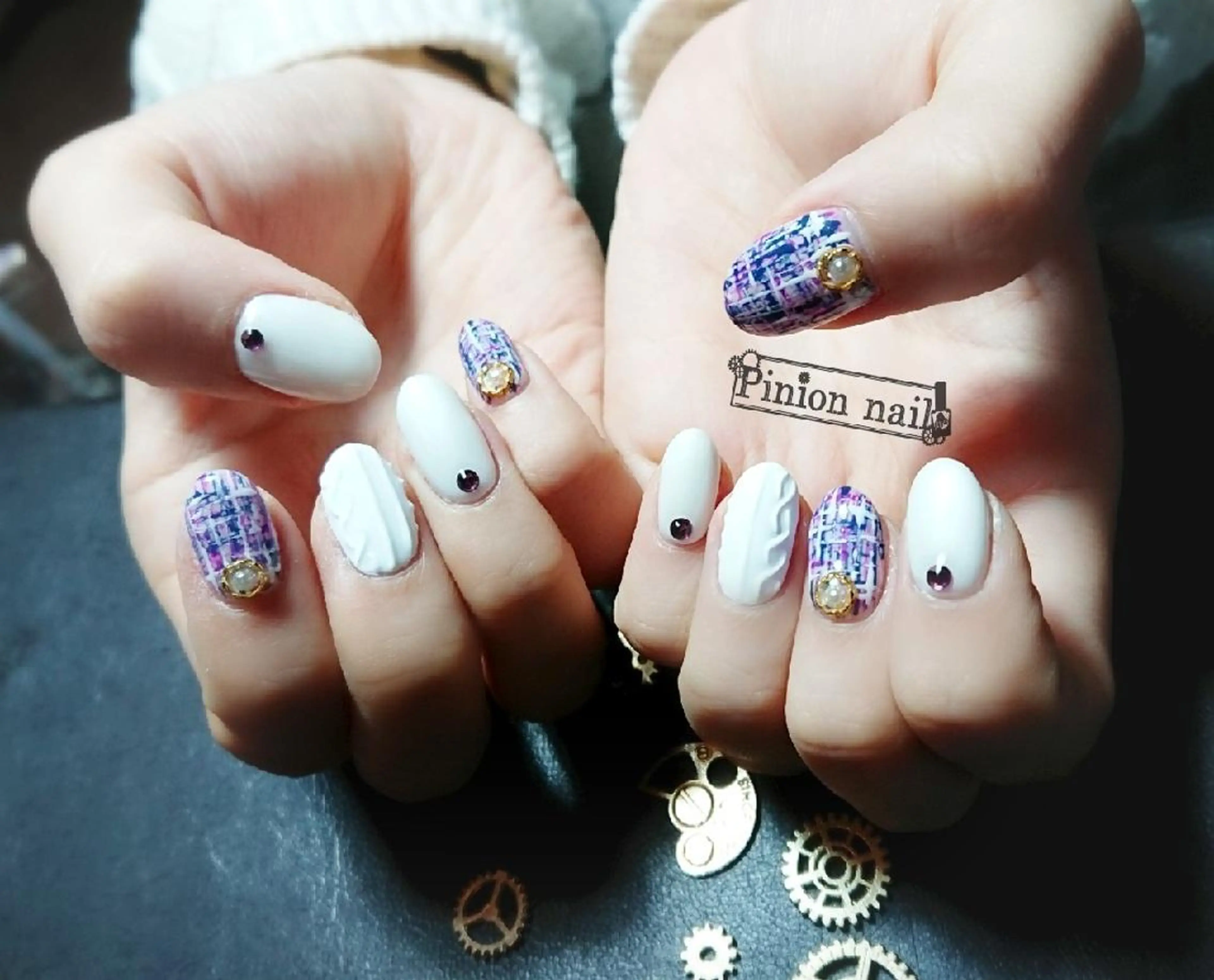 ネイル ツイードネイル 【推し活応援サロン】 Mea nuiのネイルデザイン