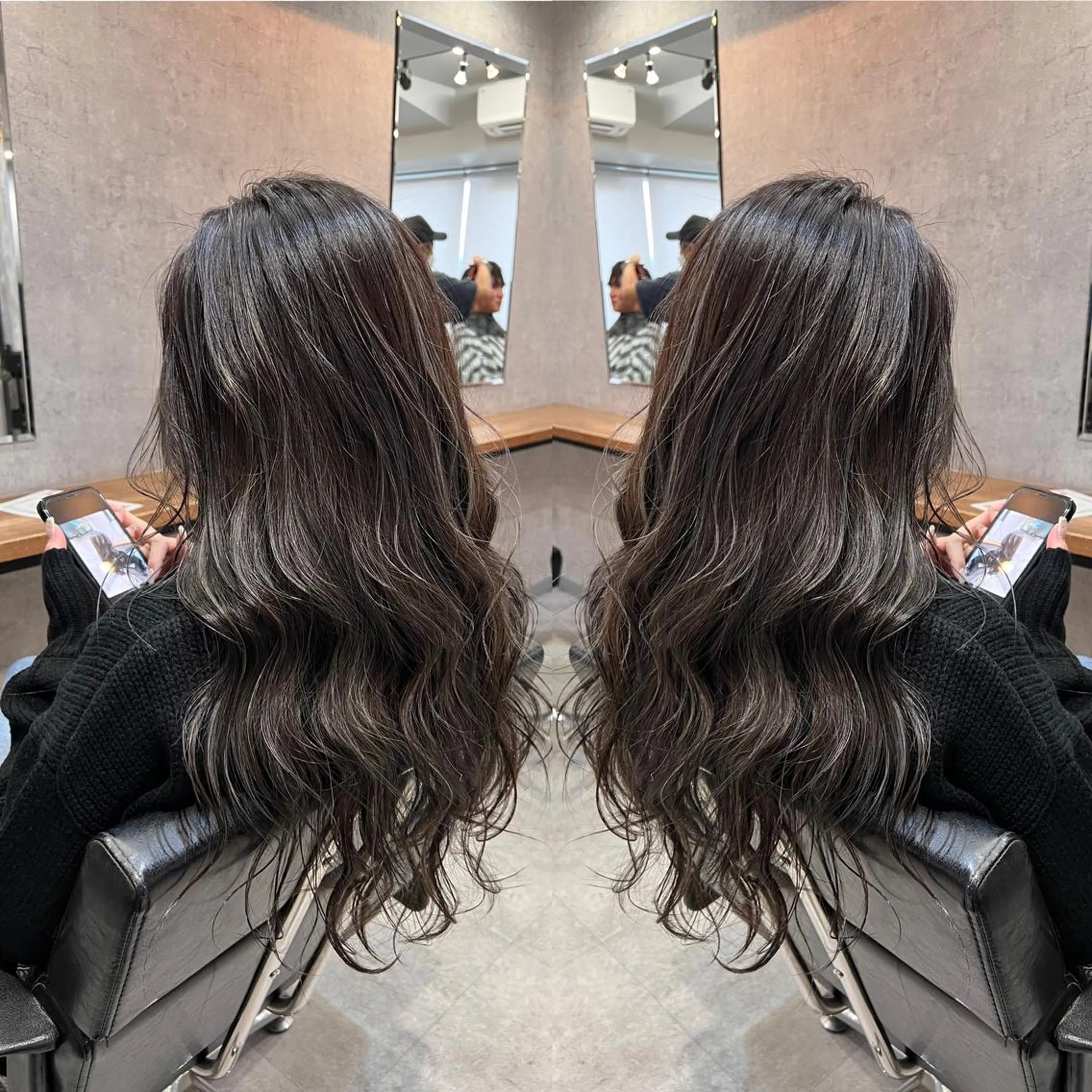 カラー R/🤎 パーマ＆ブリーチ🔥のヘアスタイル