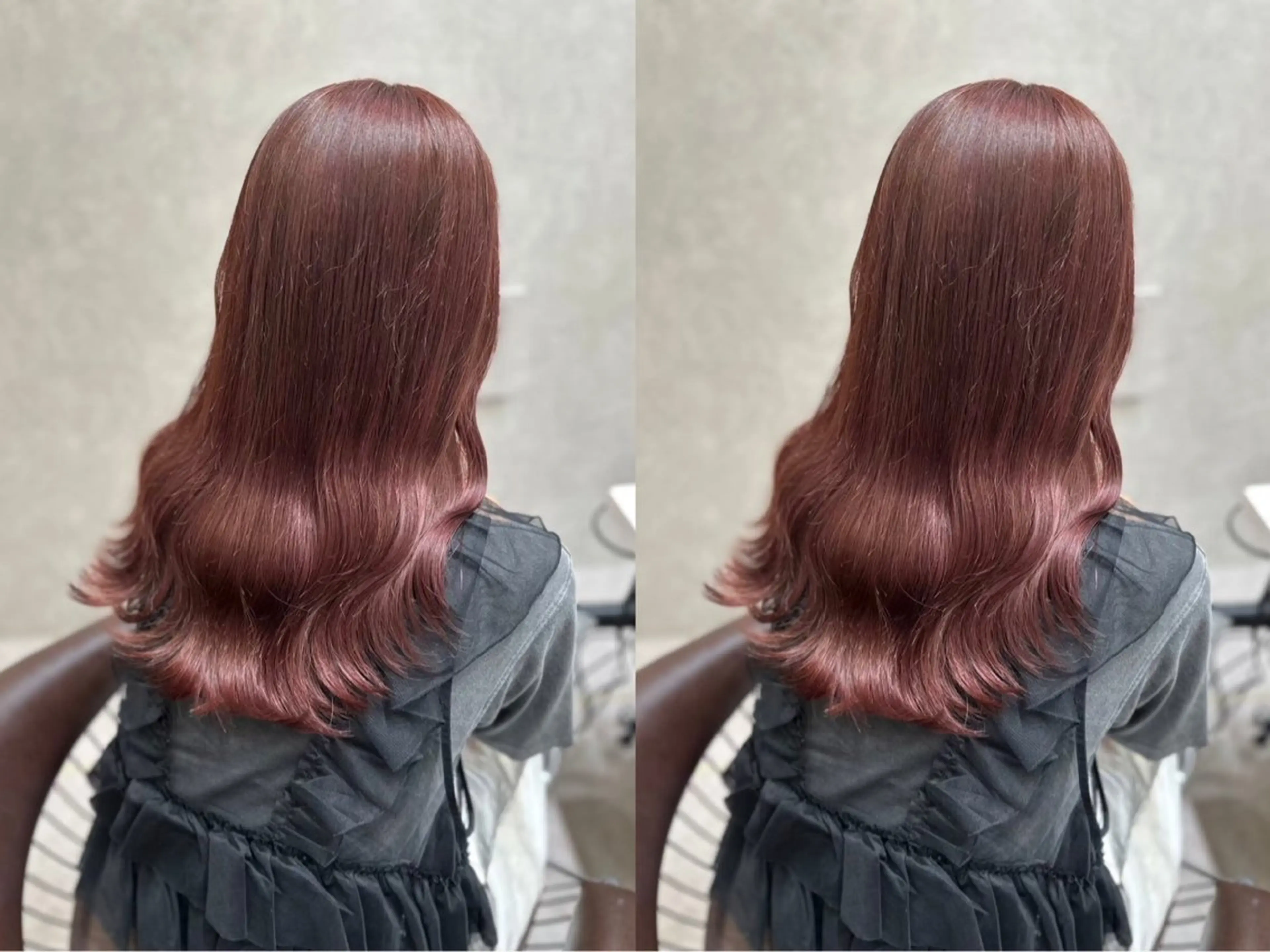 セミロング カラー ブリーチ ブラウンカラー 透明感カラー ブリーチなしカラー レッドカラー 【美髪矯正】 吉村　清志のヘアスタイル