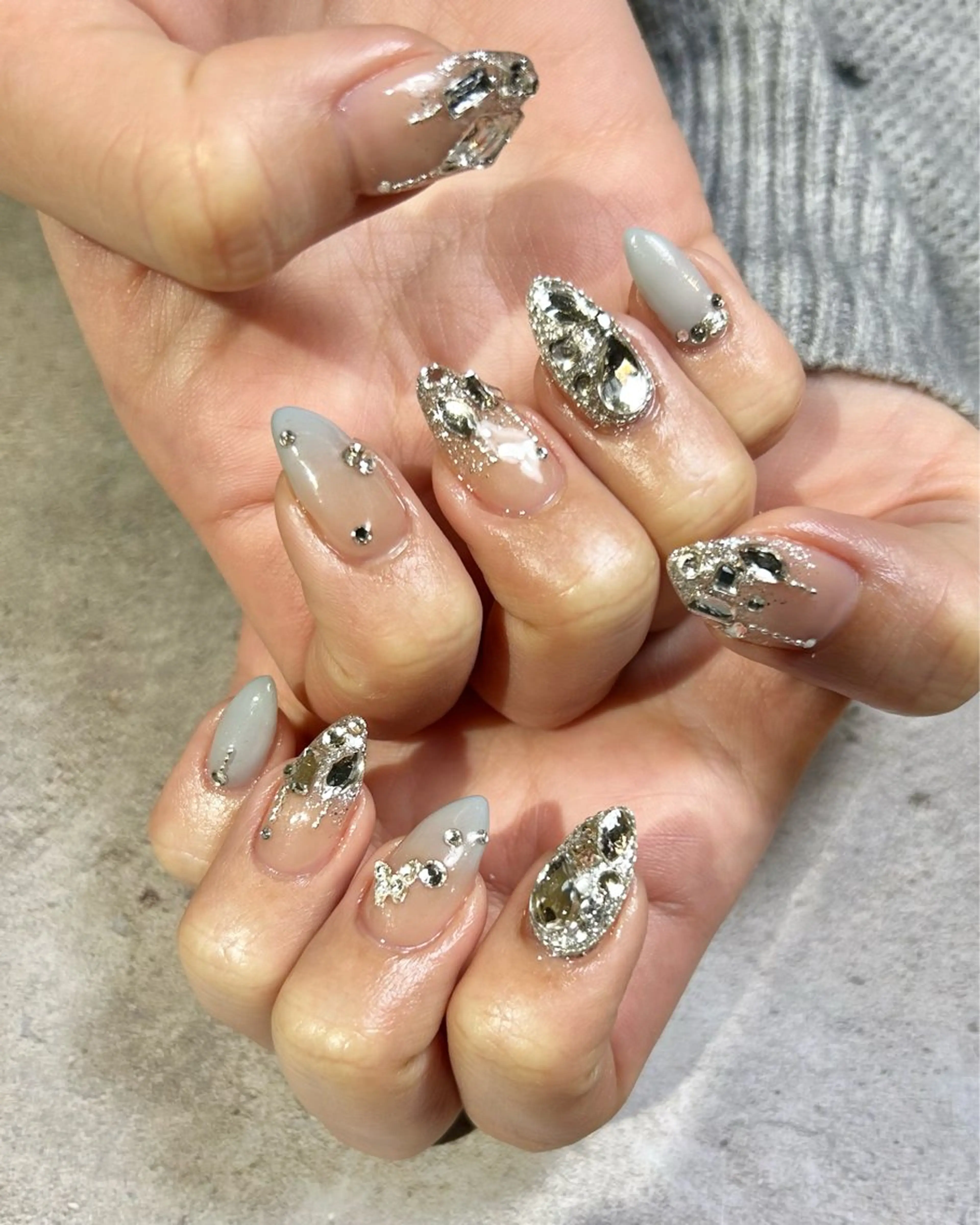 ネイル 水色 持ち込み ハンドネイル Reflection marikoのネイルデザイン