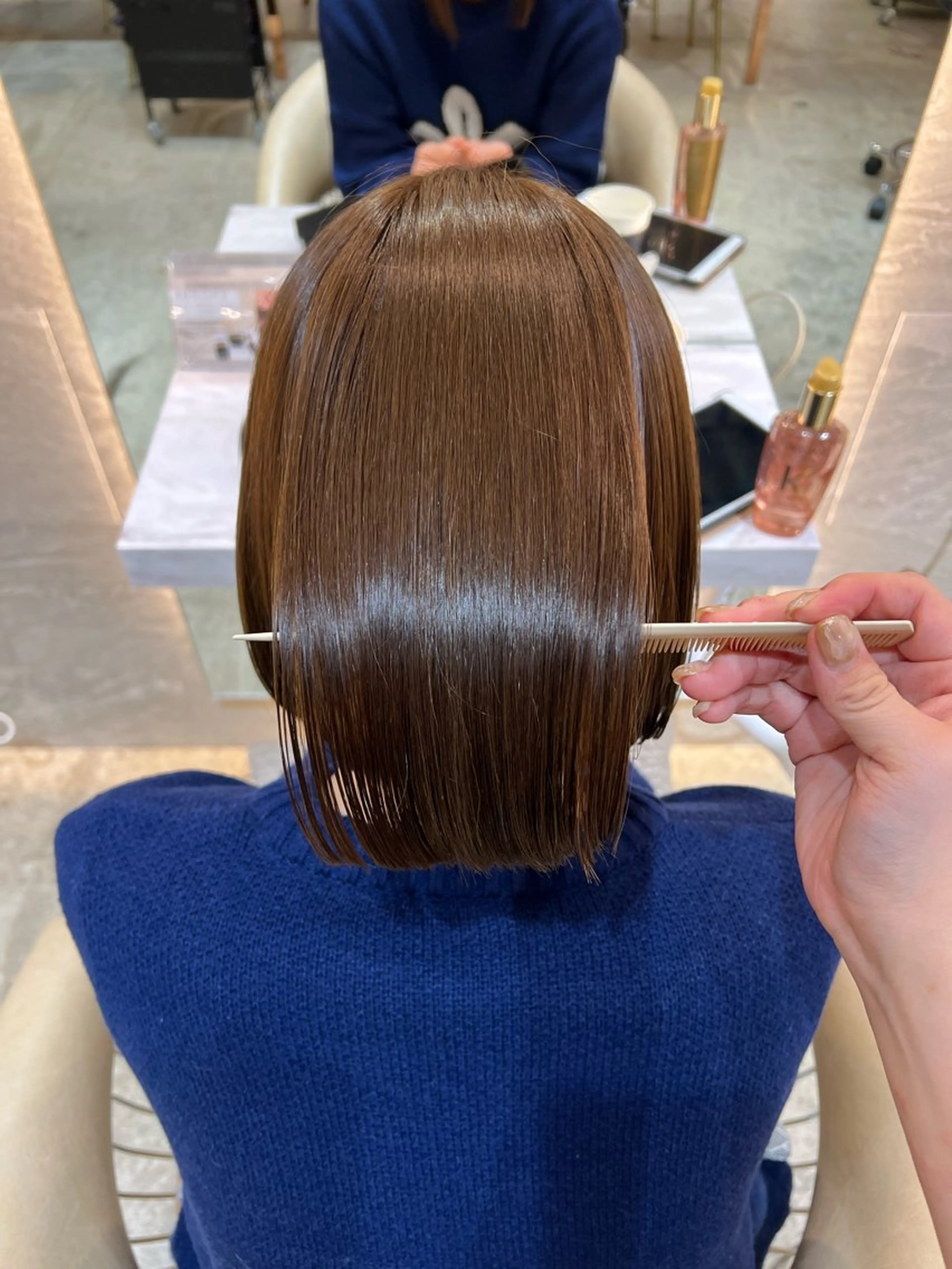 ショート カラー ボブ/巻ける縮毛矯正 /韓国レイヤーはなのヘアスタイル