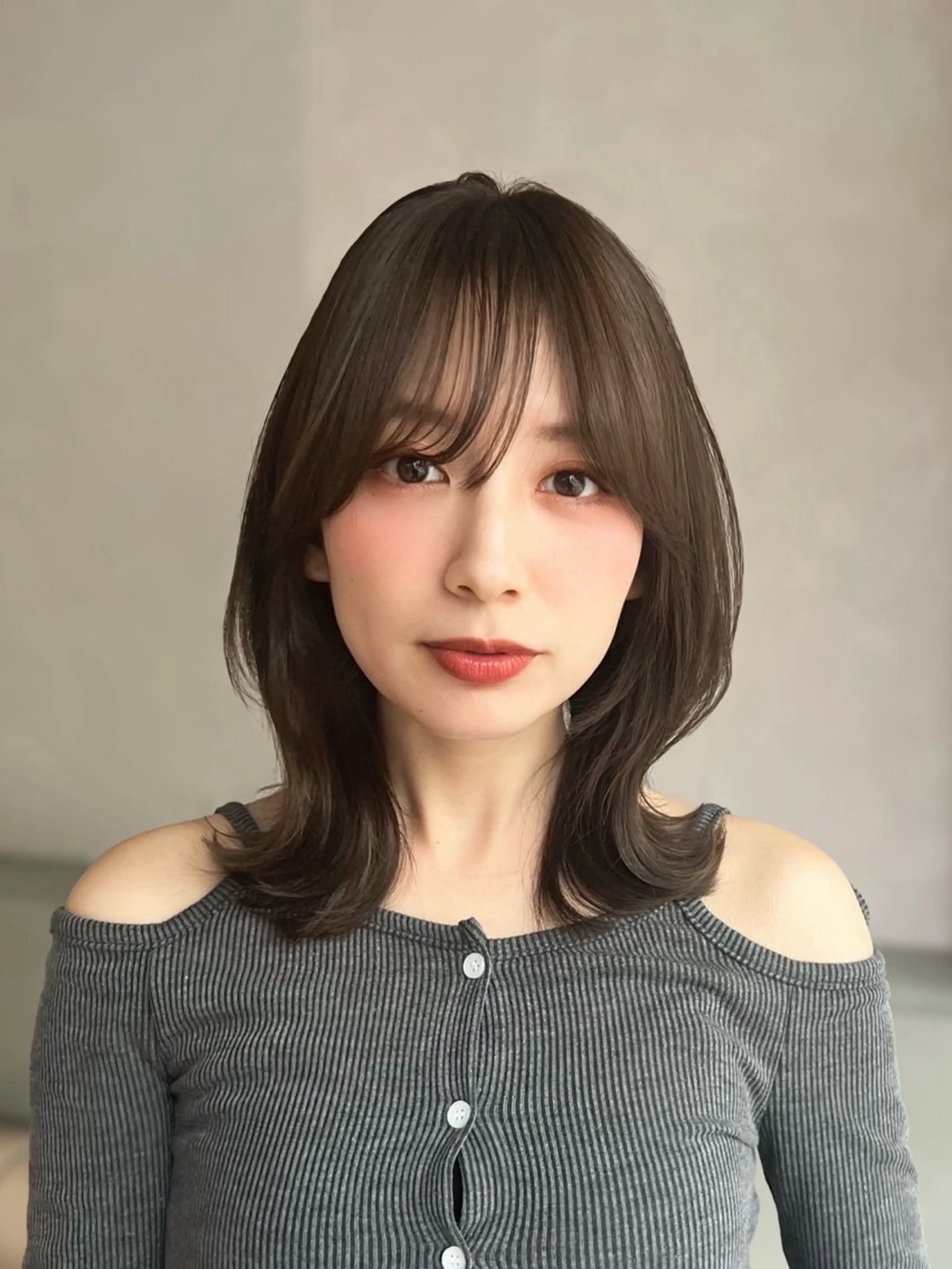 ミディアム くびれヘア 顔周りカット 似合わせカット レイヤーカット/ くびれヘア佐藤大空のヘアスタイル