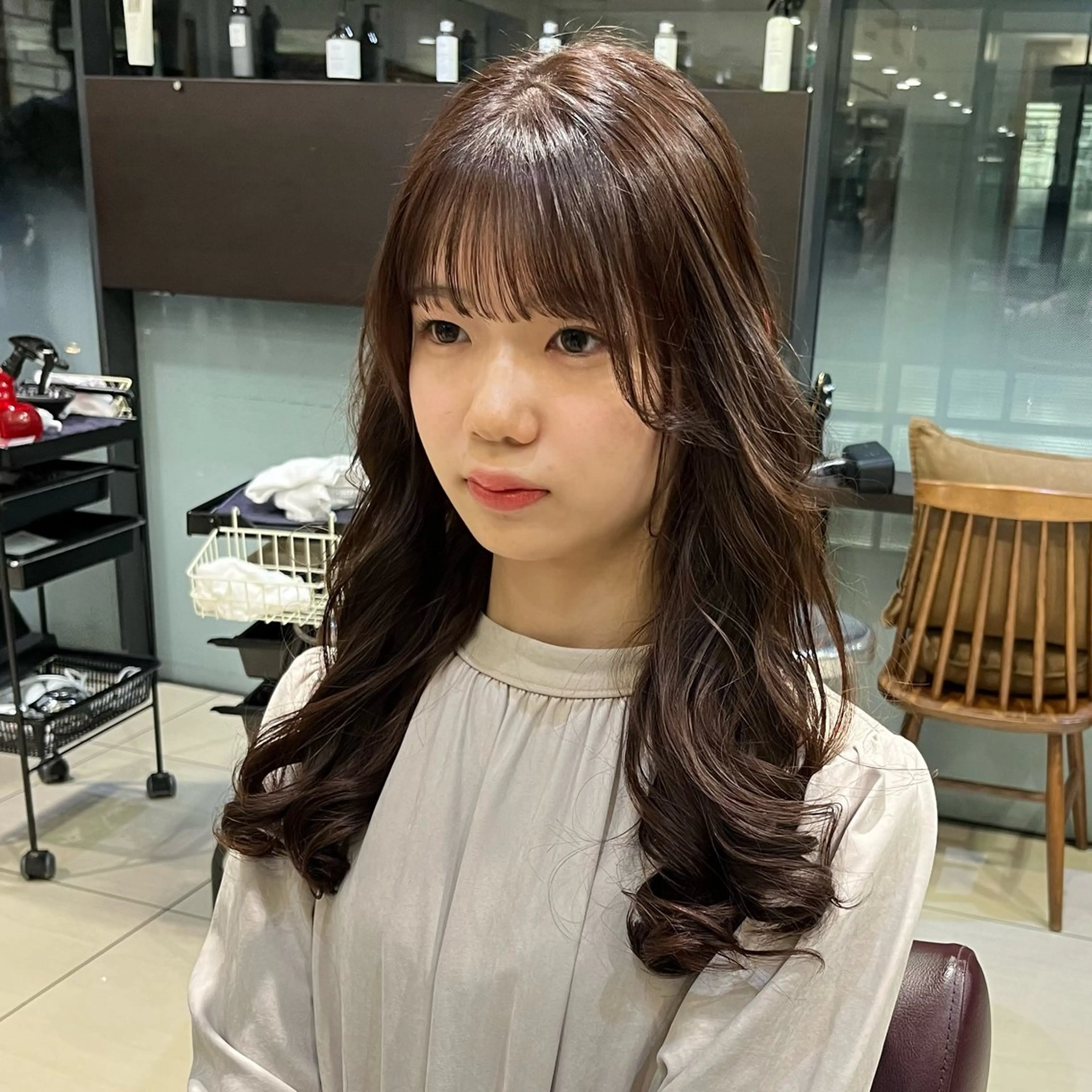 ロング カラー パーマ 韓国風ヘア タンバルモリパーマ 礒井メンキのヘアスタイル